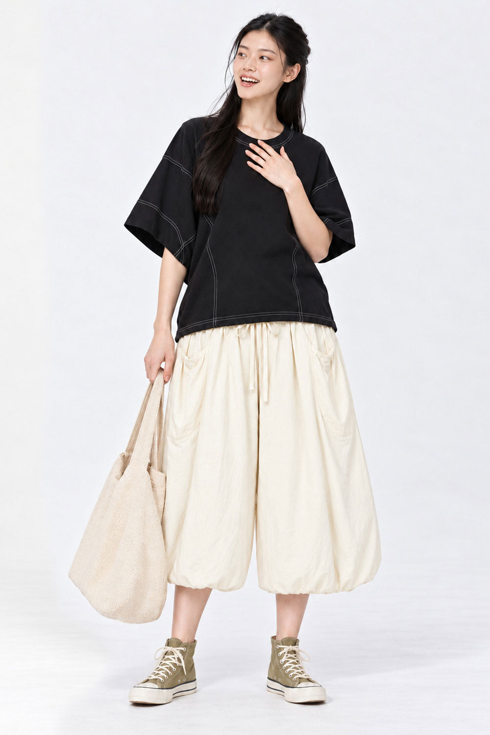 Vivien Bubble Culottes in Cream