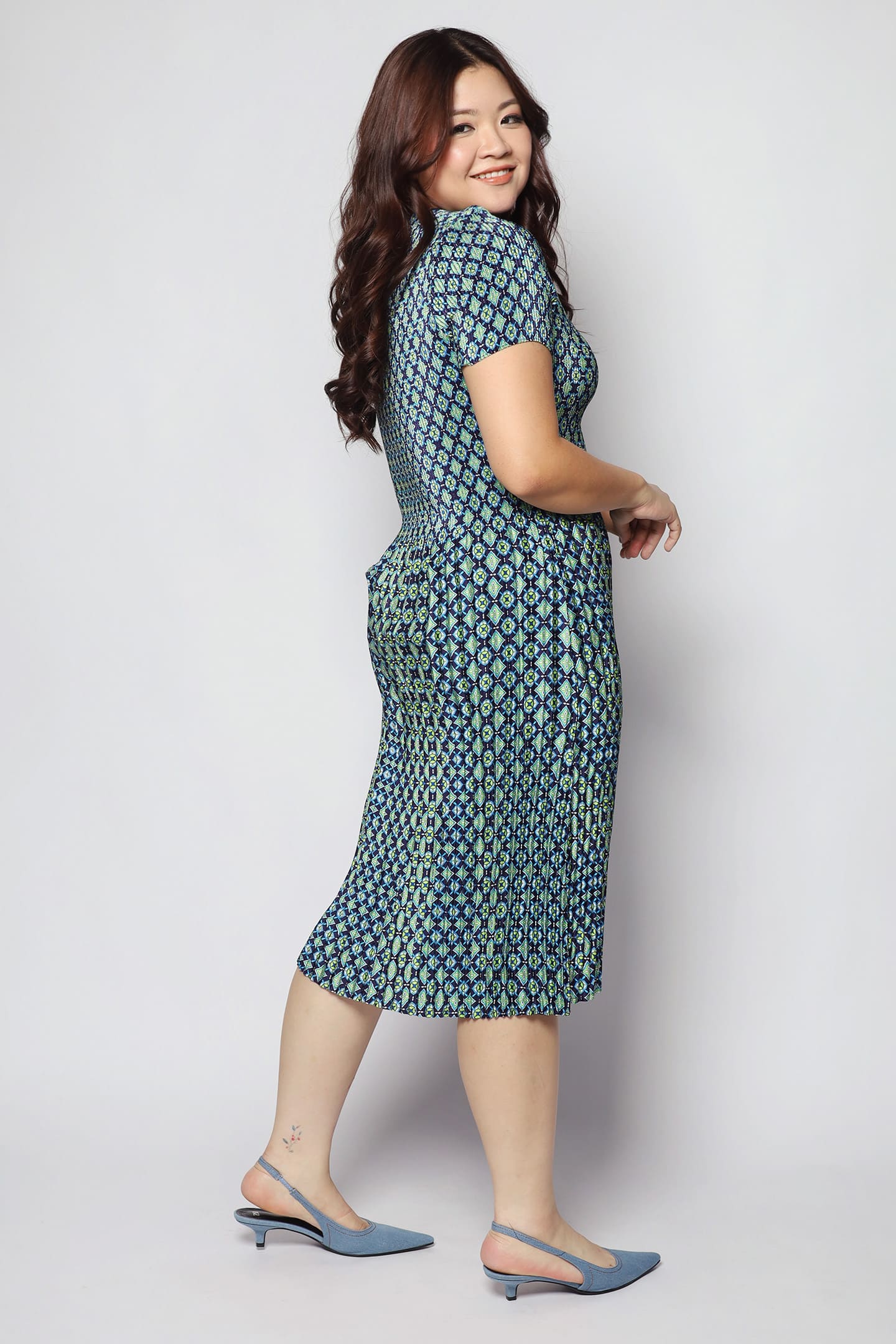 Voon Pleated Dress in Pattern