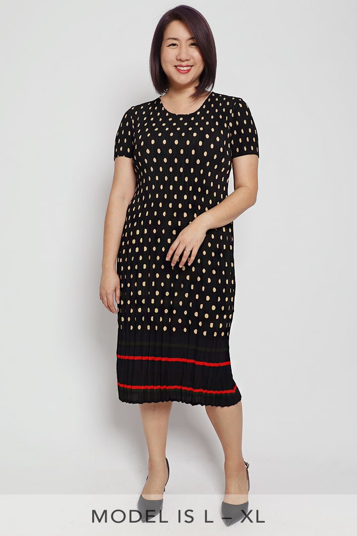 Voon Pleated Dress in Polka Dots