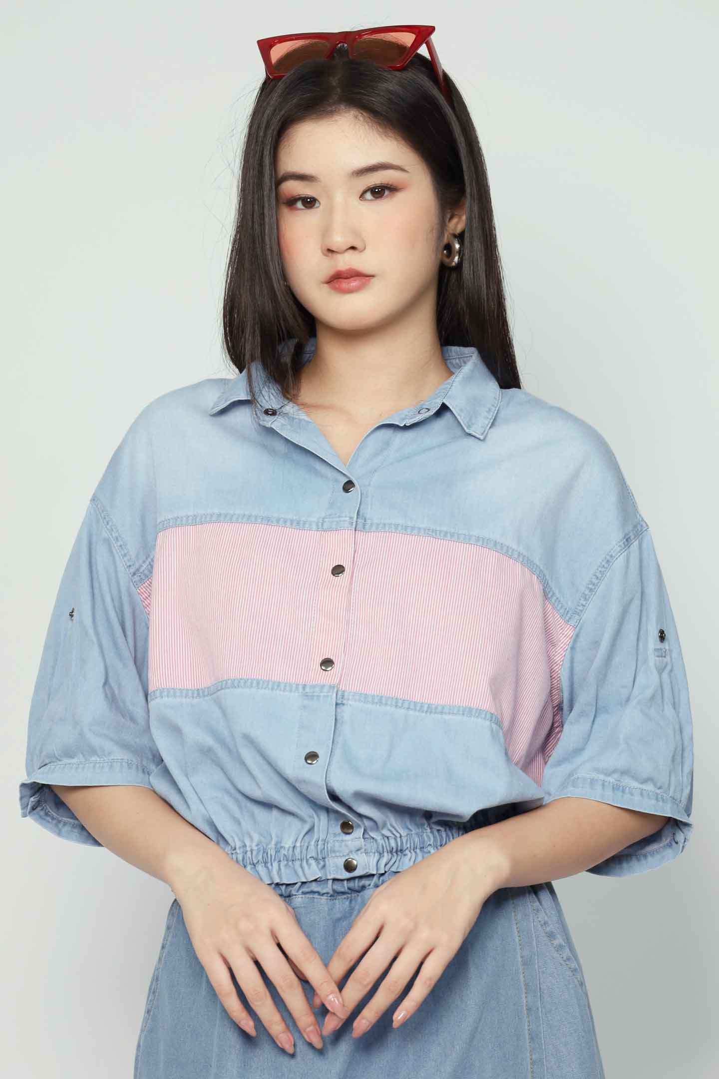 Weiwei Denim Pinstripes Jacket Top