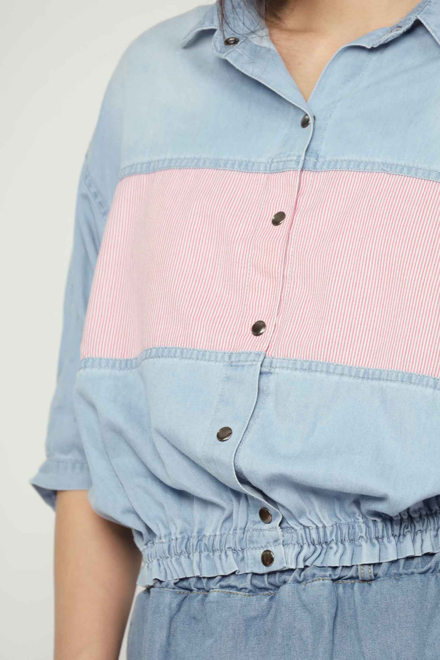 Weiwei Denim Pinstripes Jacket Top