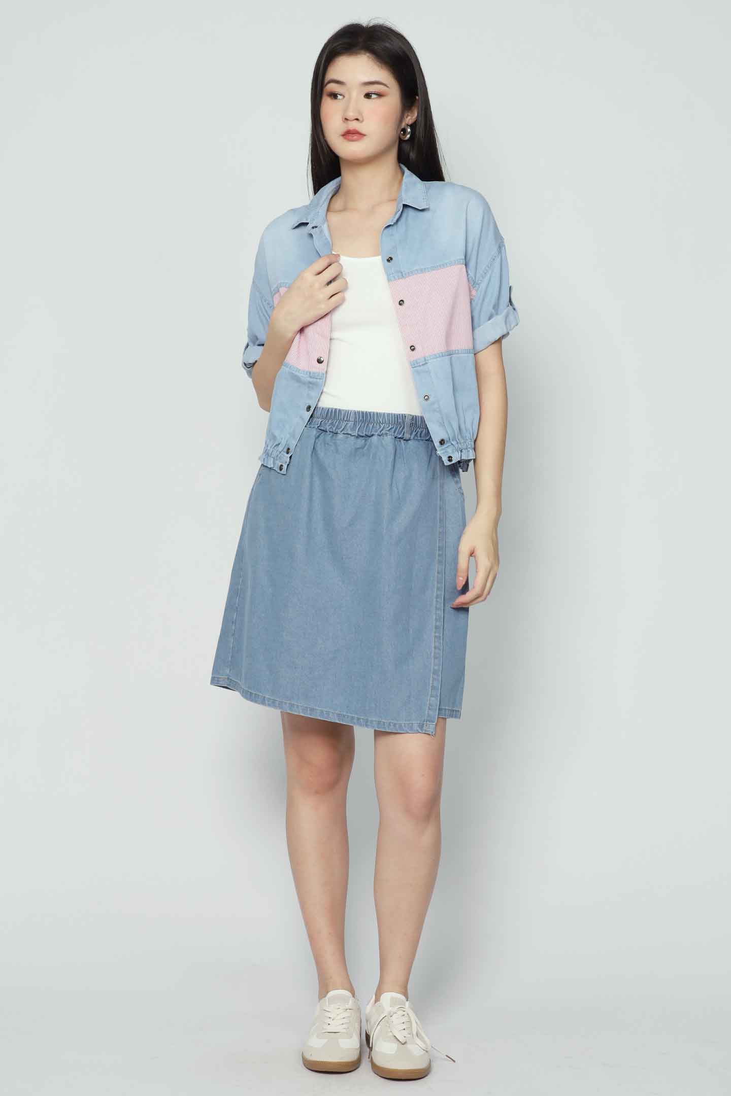 Weiwei Denim Pinstripes Jacket Top