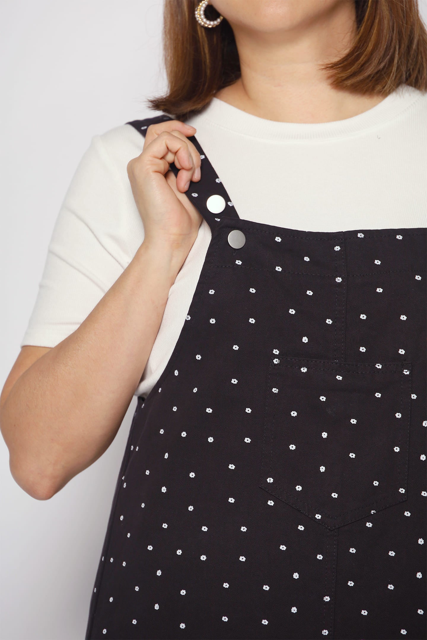 Whims Denim Pinafore Dress in Black