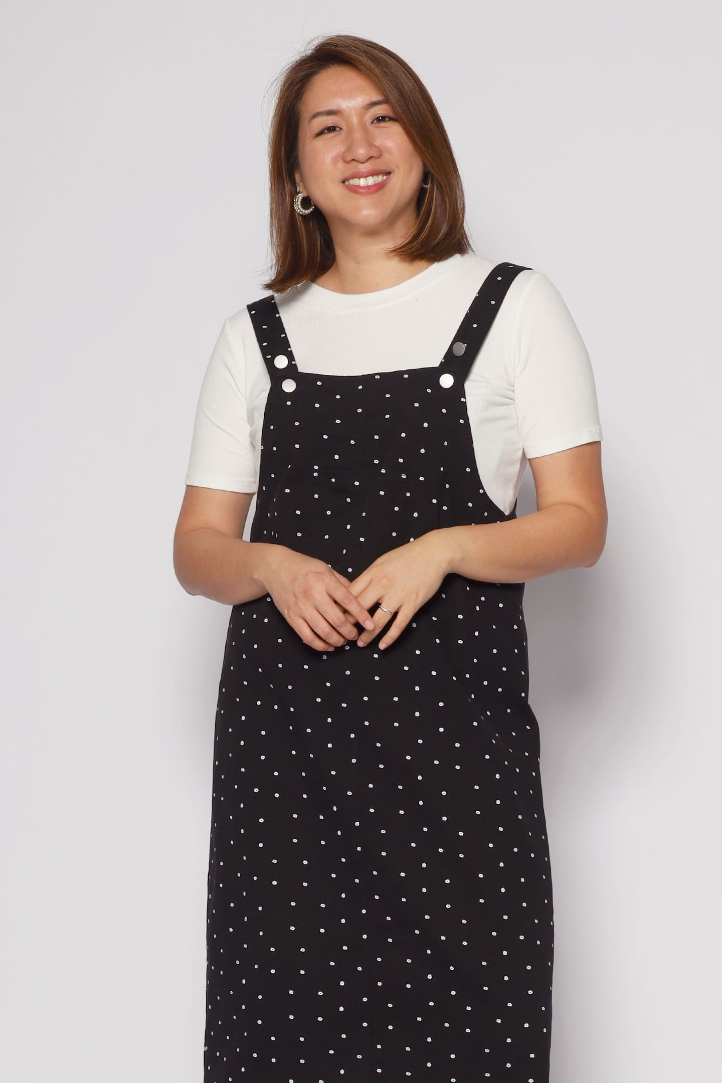 Whims Denim Pinafore Dress in Black