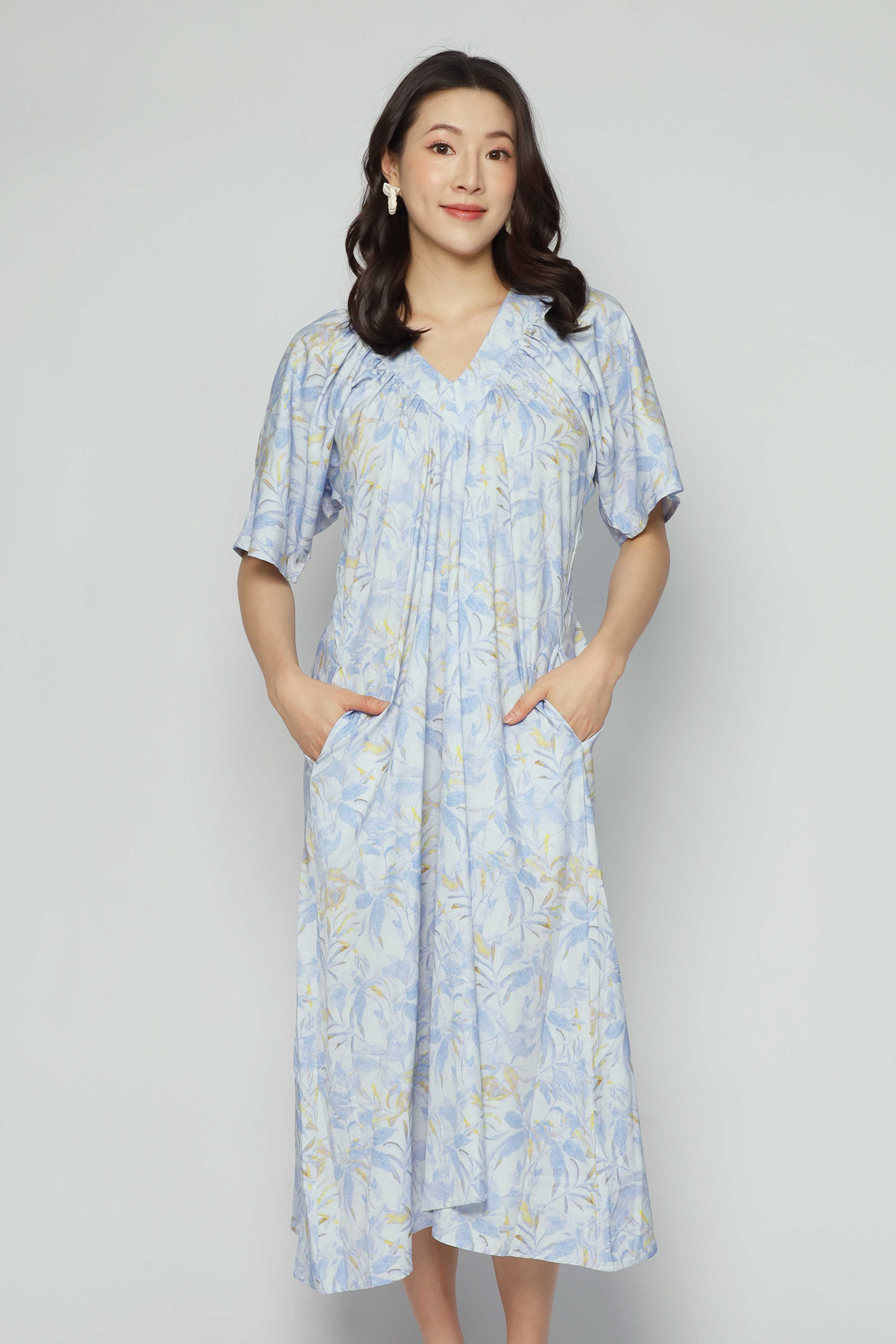 Whitney V Dress in Blue Floret