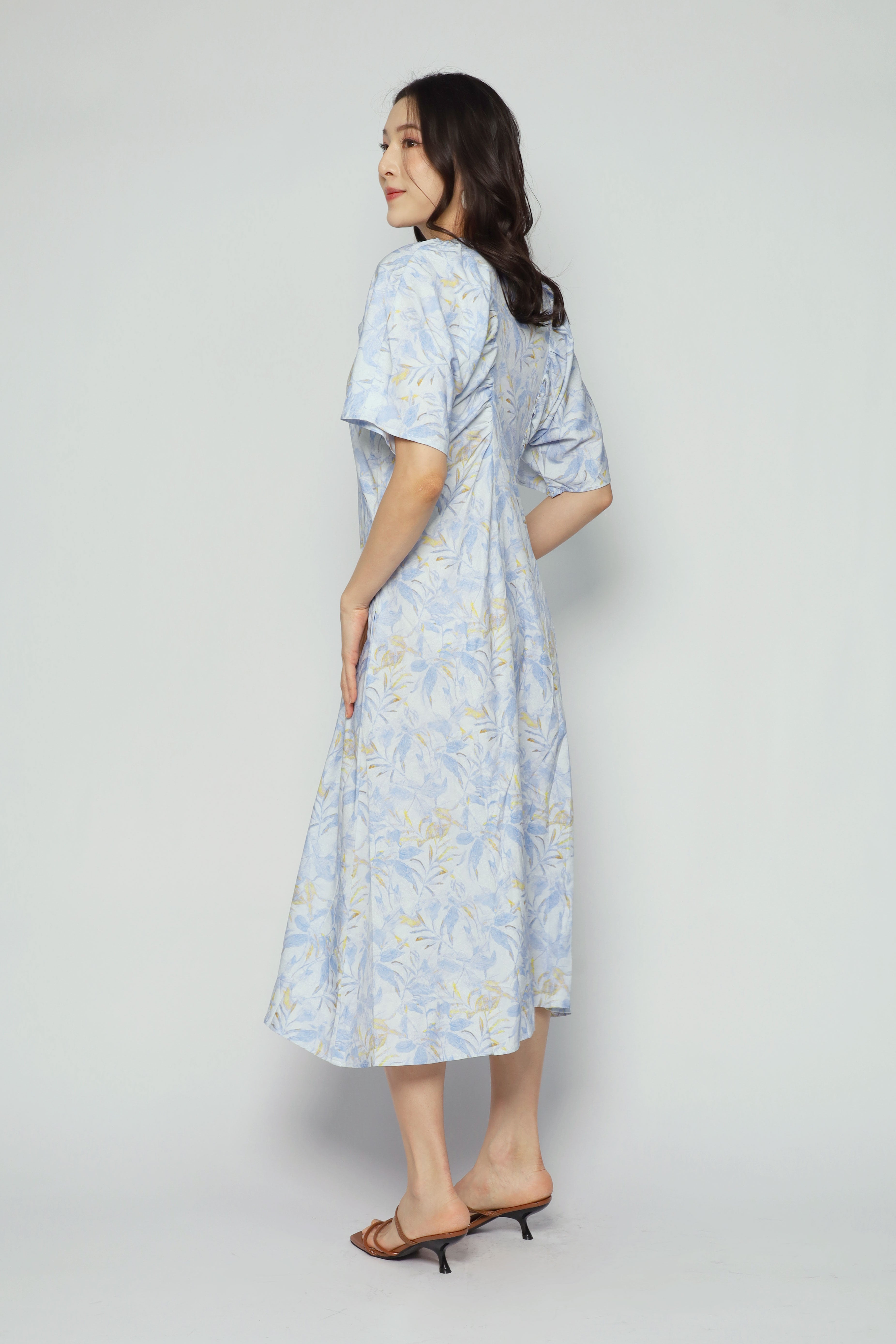 Whitney V Dress in Blue Floret