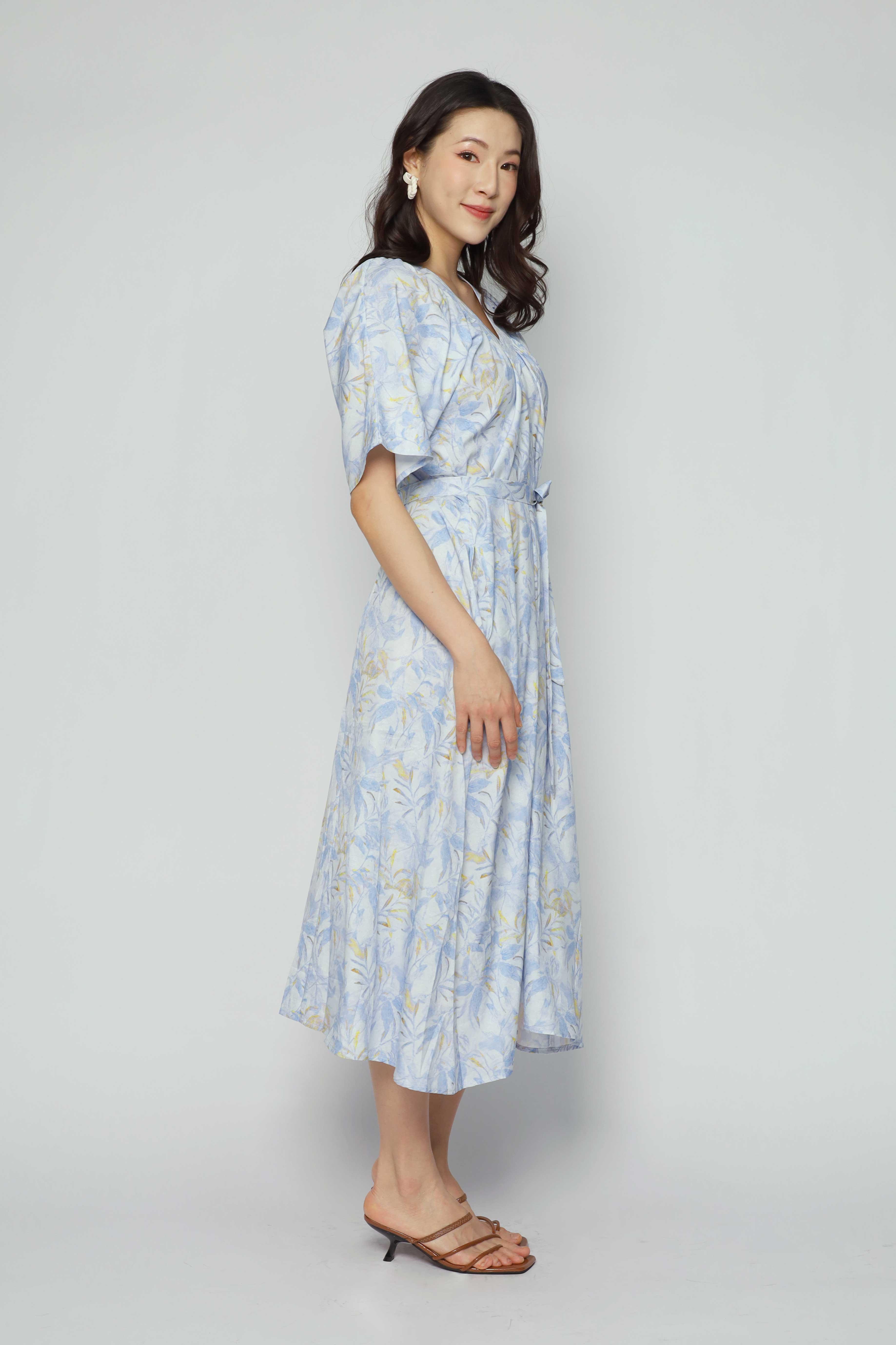 Whitney V Dress in Blue Floret