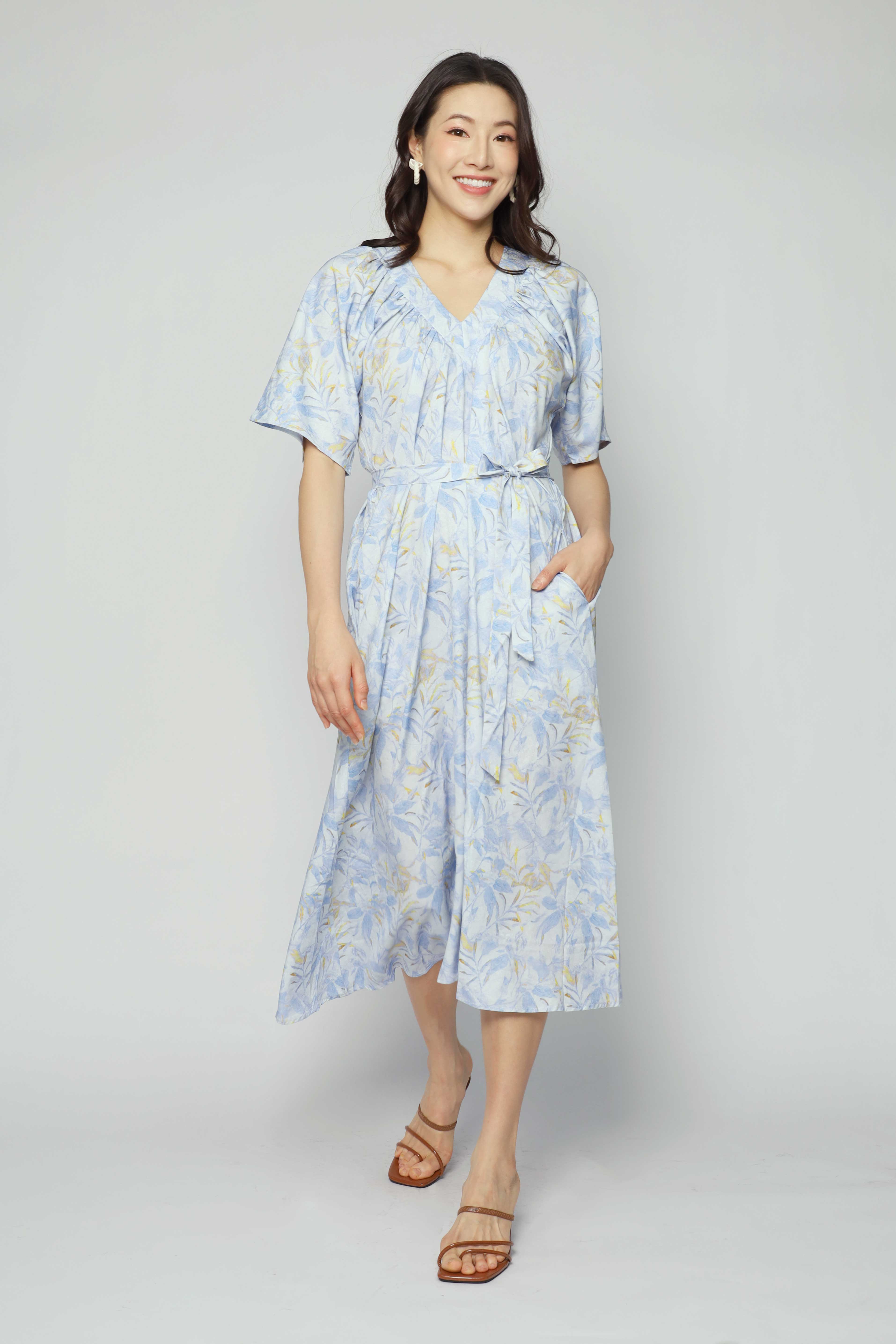 Whitney V Dress in Blue Floret