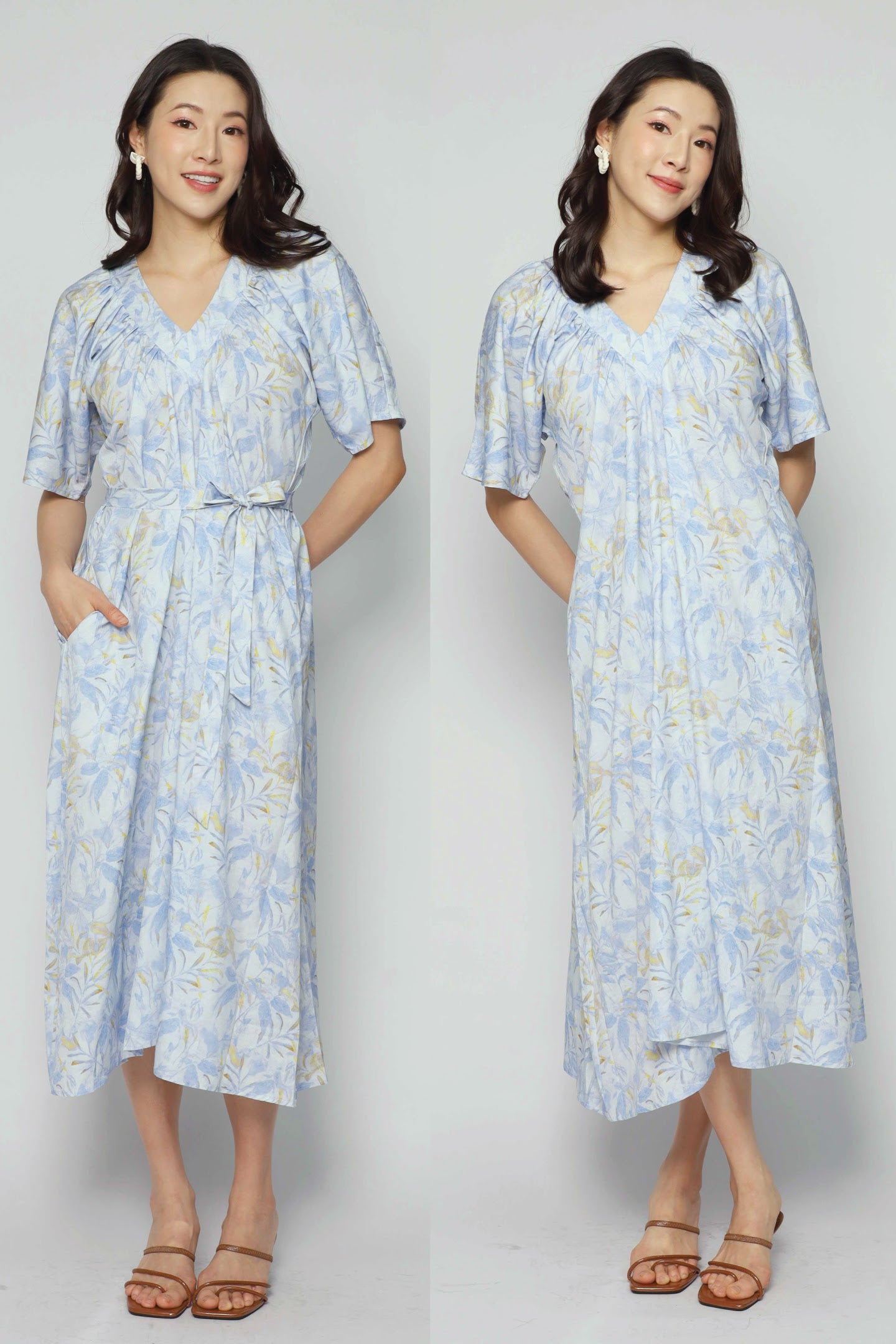 Whitney V Dress in Blue Floret