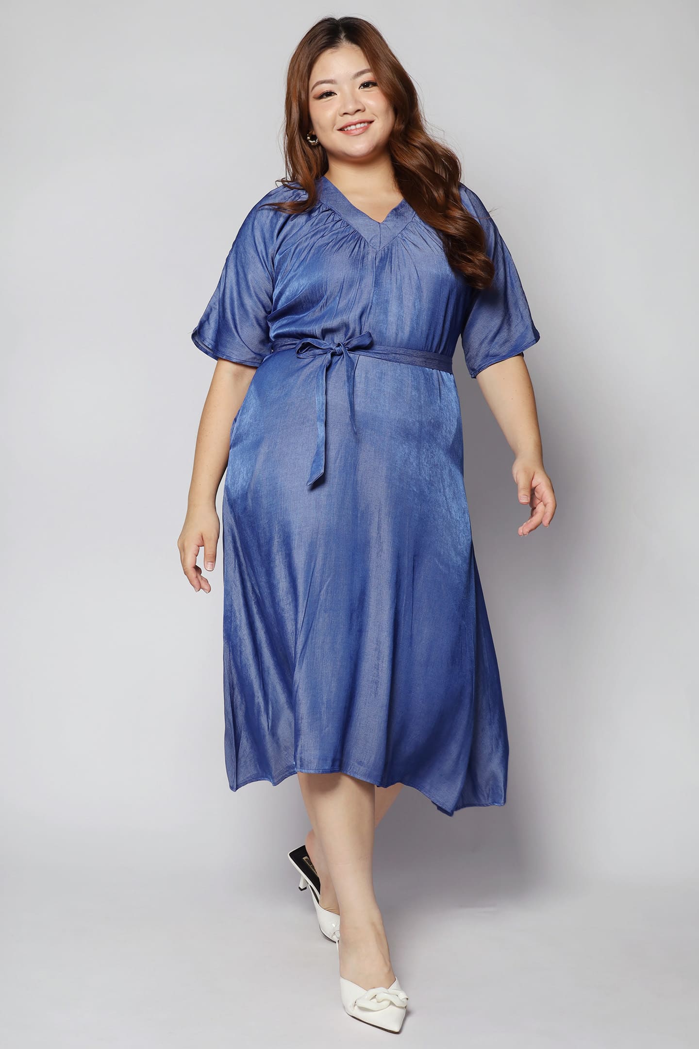 Whitney V Dress in Denim