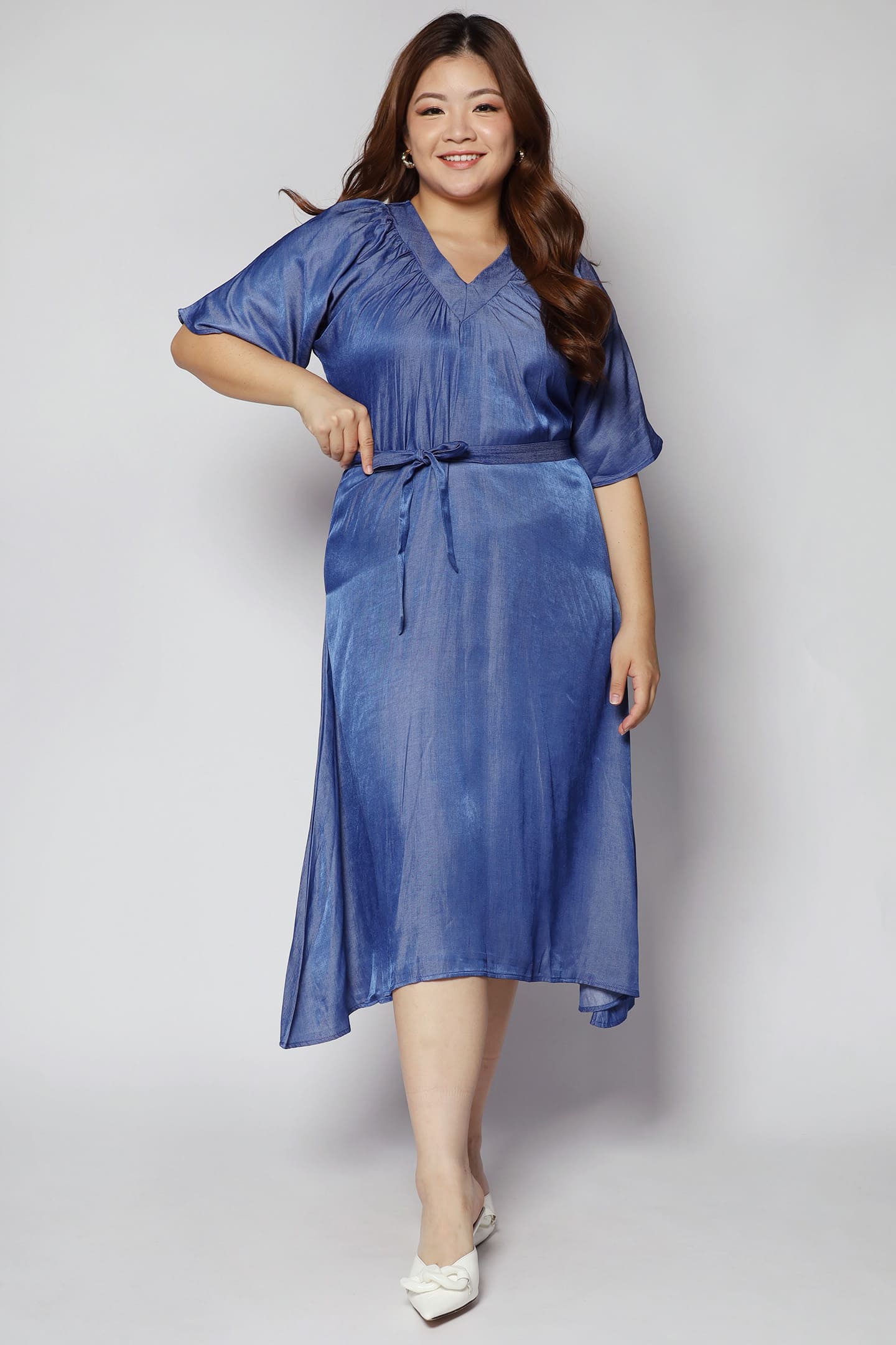 Whitney V Dress in Denim