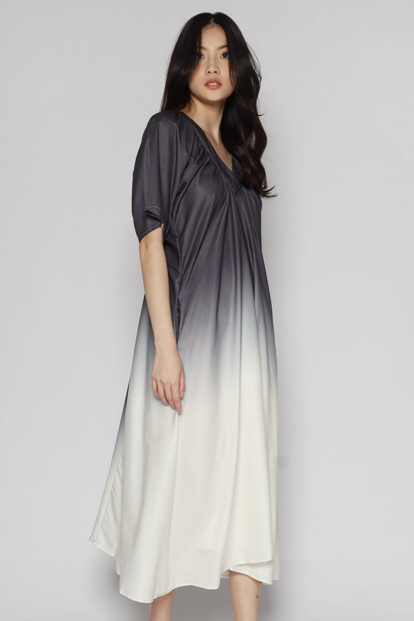 Whitney V Dress in Grey Gradient
