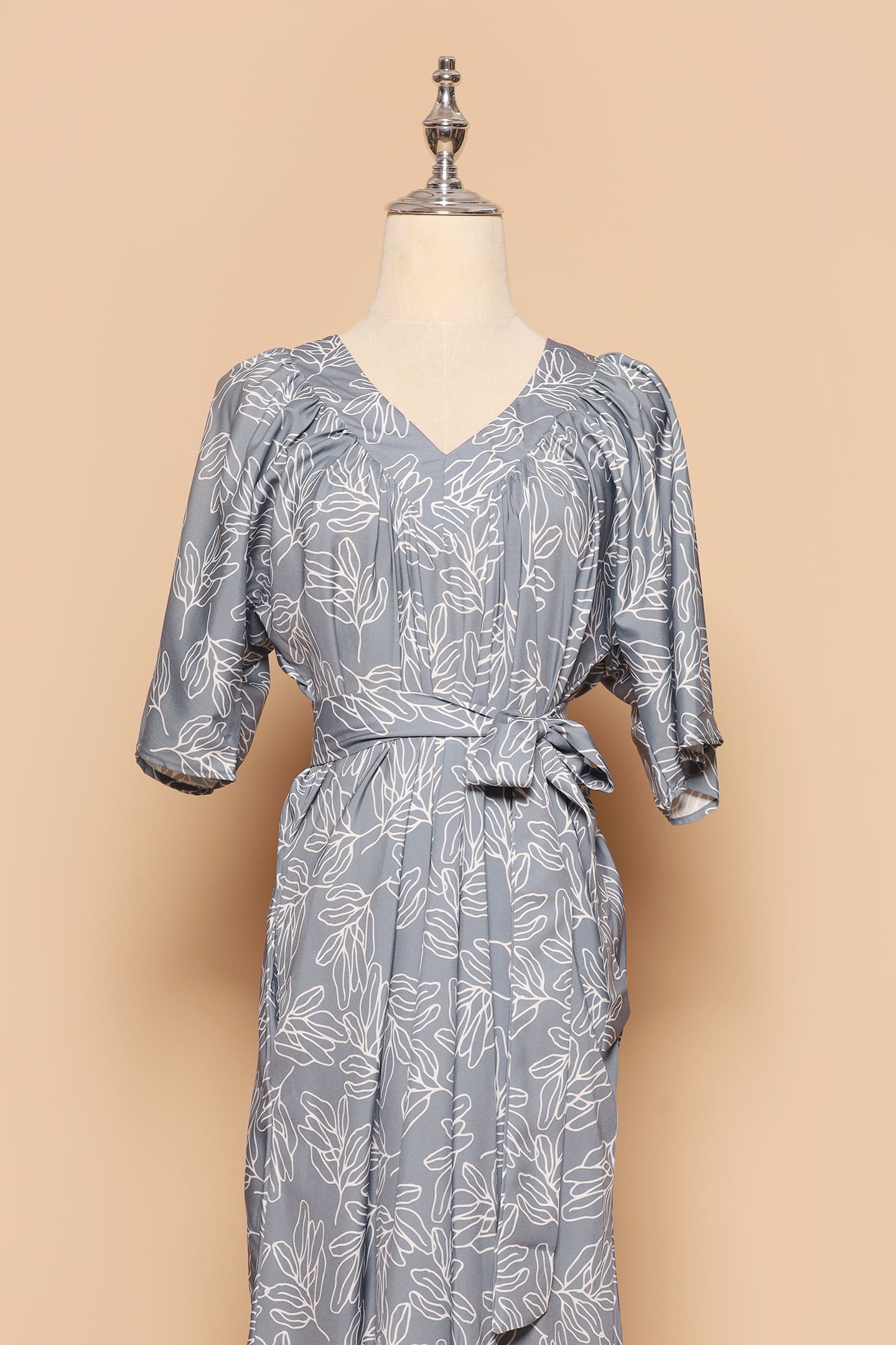 PO - Whitney V Dress in Grey Fern