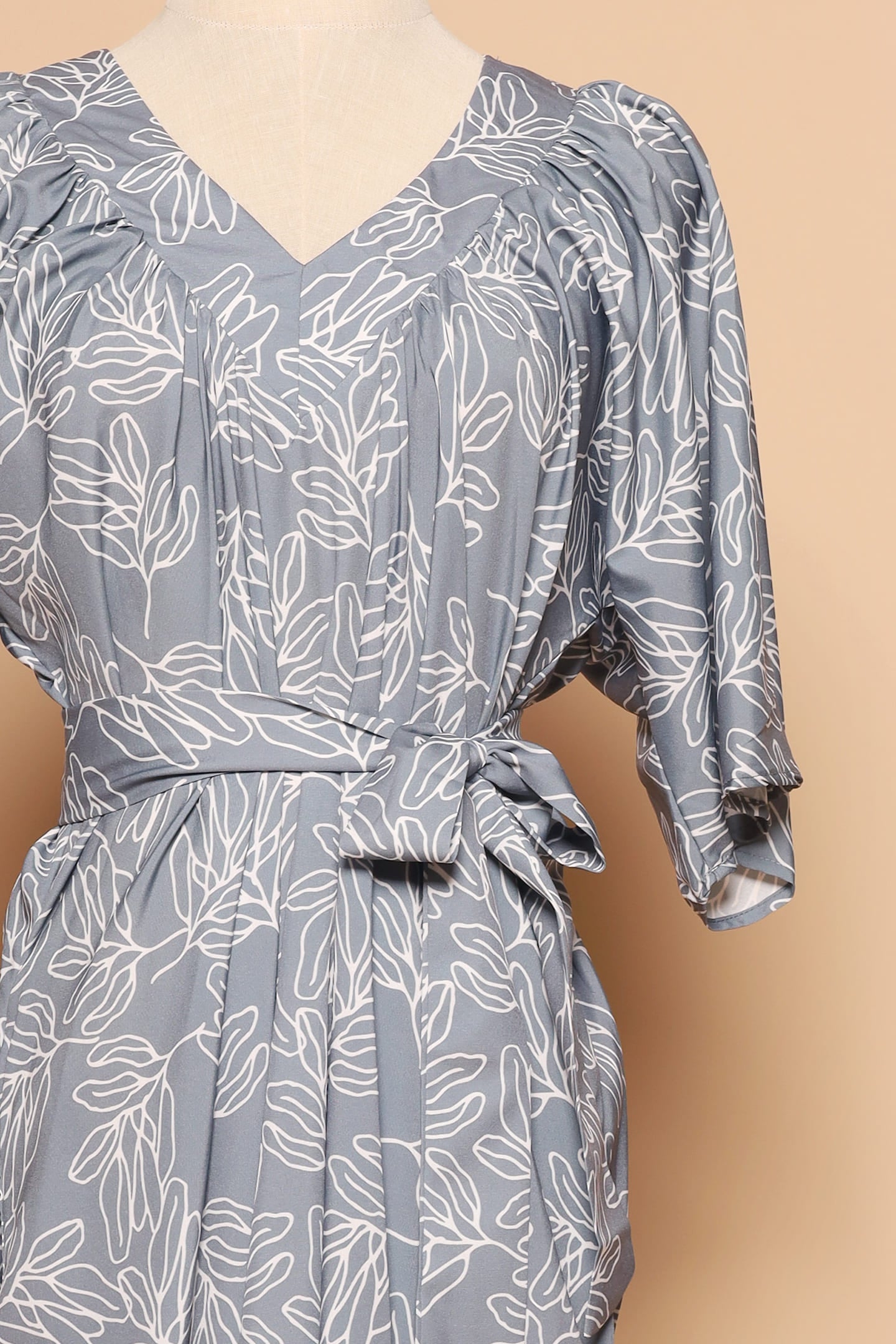 PO - Whitney V Dress in Grey Fern