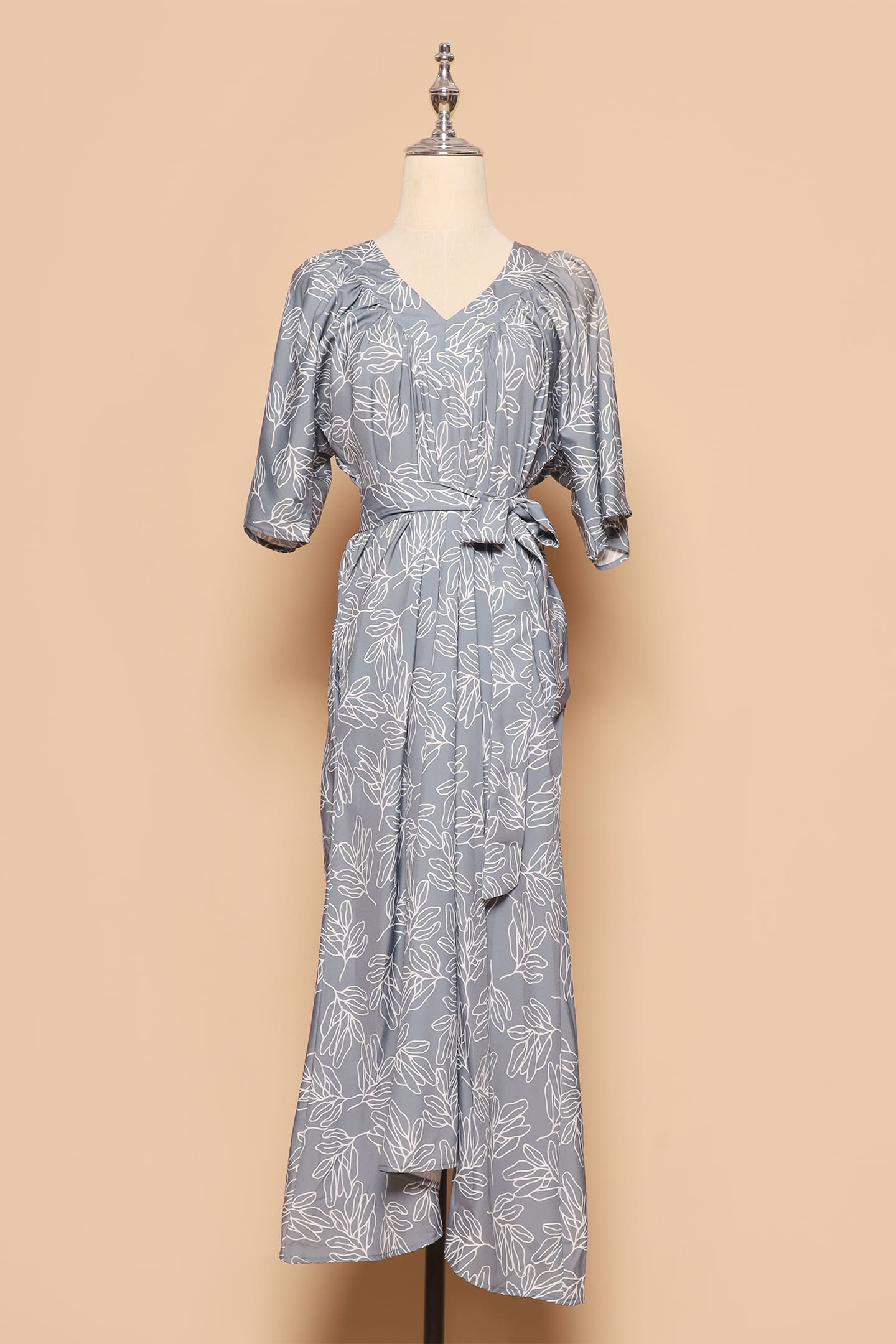 PO - Whitney V Dress in Grey Fern