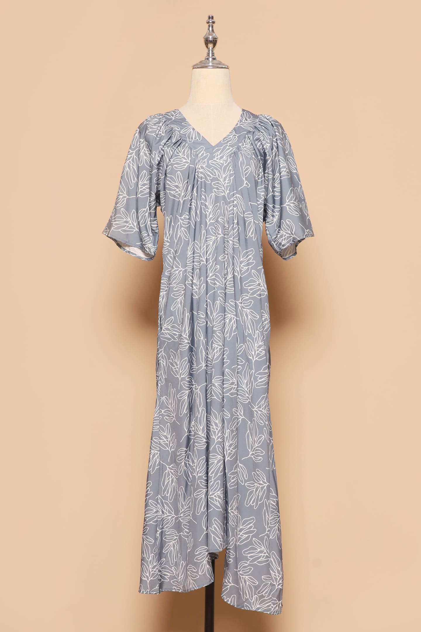 PO - Whitney V Dress in Grey Fern