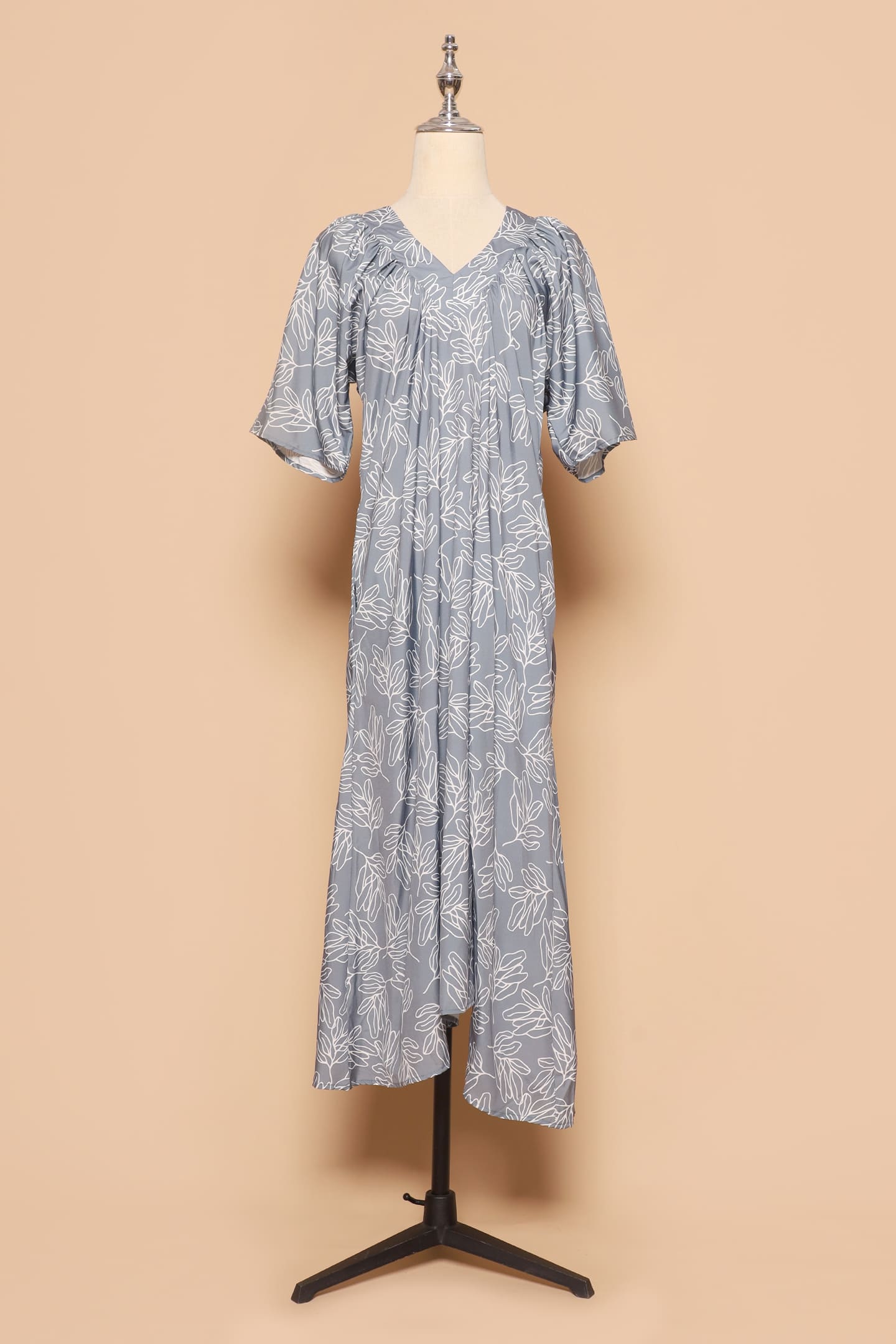 PO - Whitney V Dress in Grey Fern