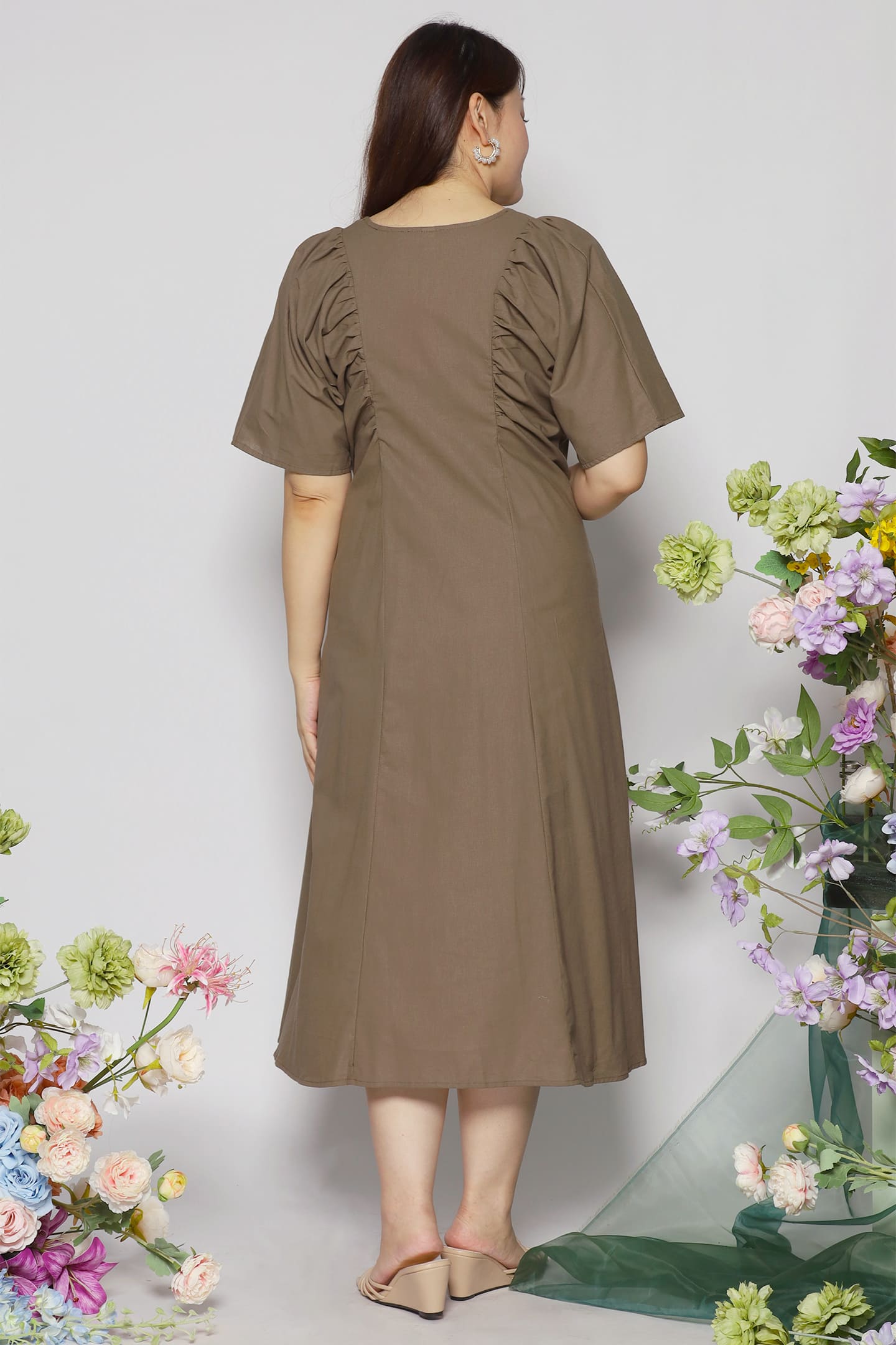 Whitney V Dress in Olive