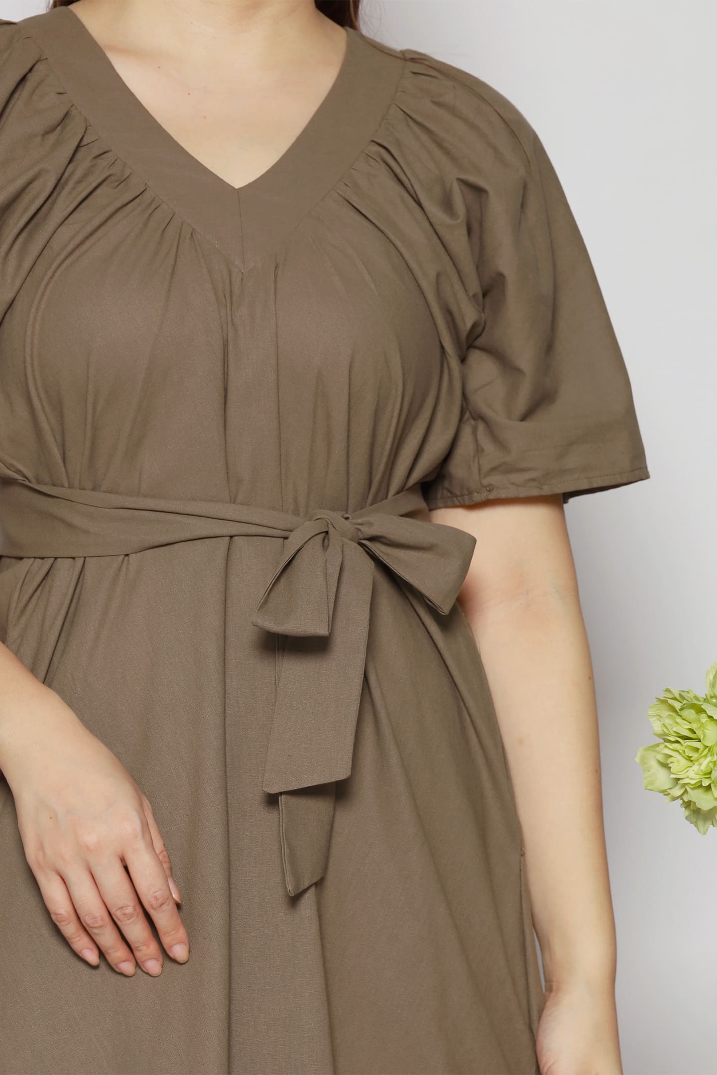 Whitney V Dress in Olive