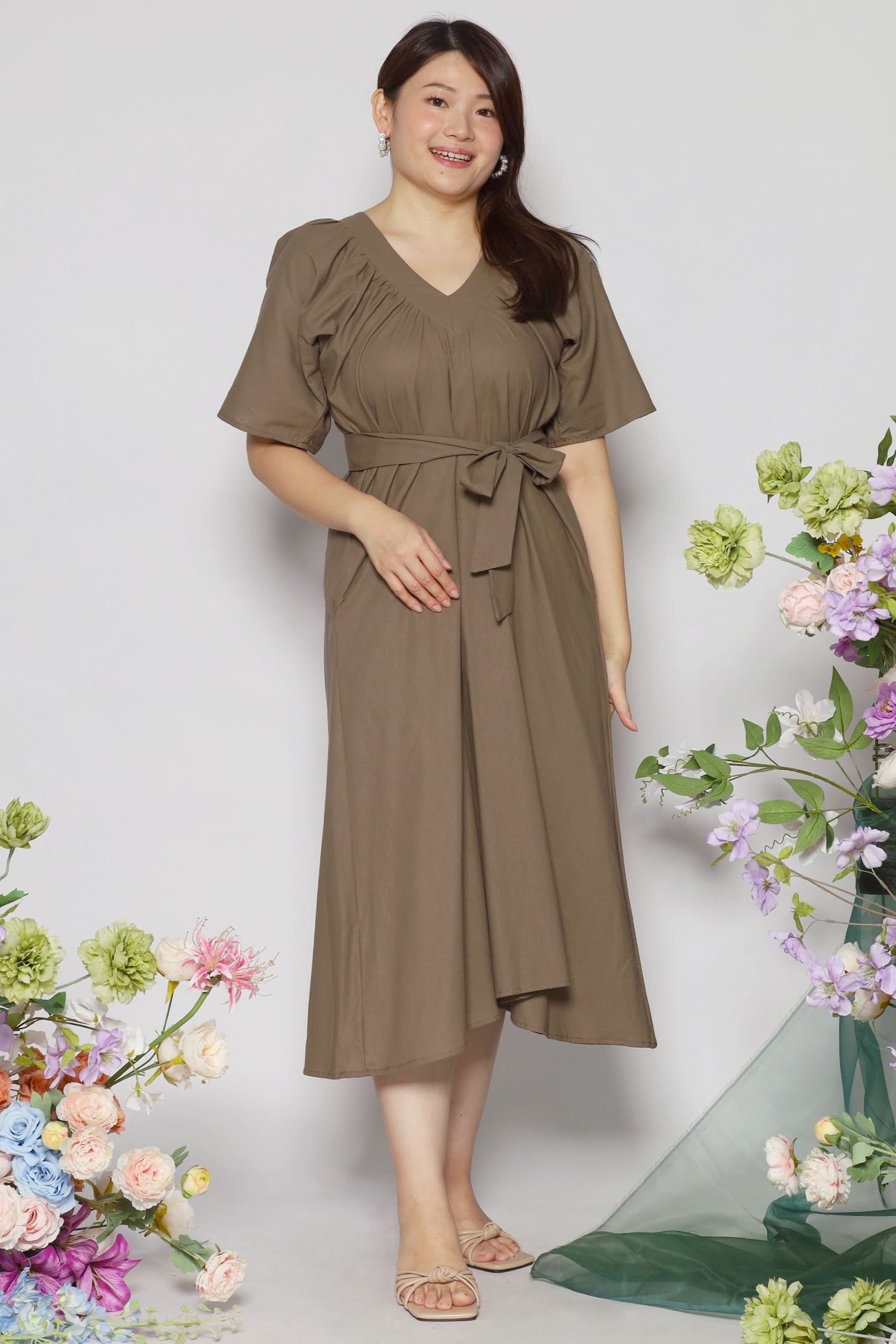 Whitney V Dress in Olive