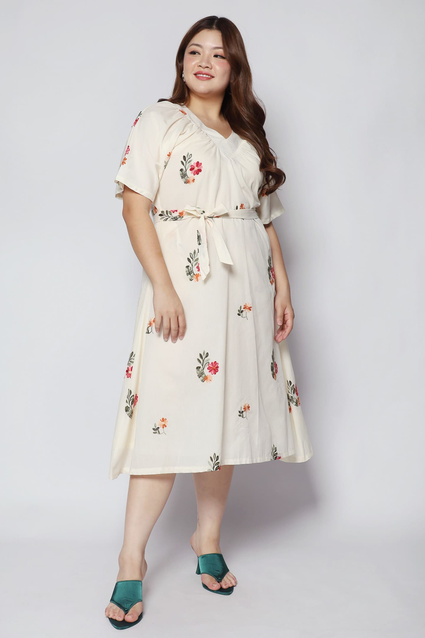 Whitney V Dress in Siena Embroidery