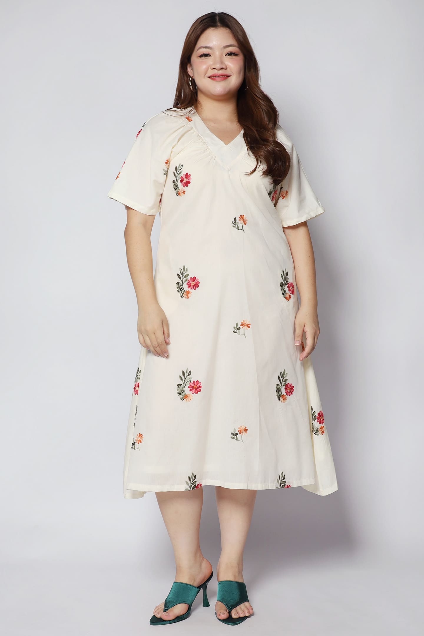 Whitney V Dress in Siena Embroidery