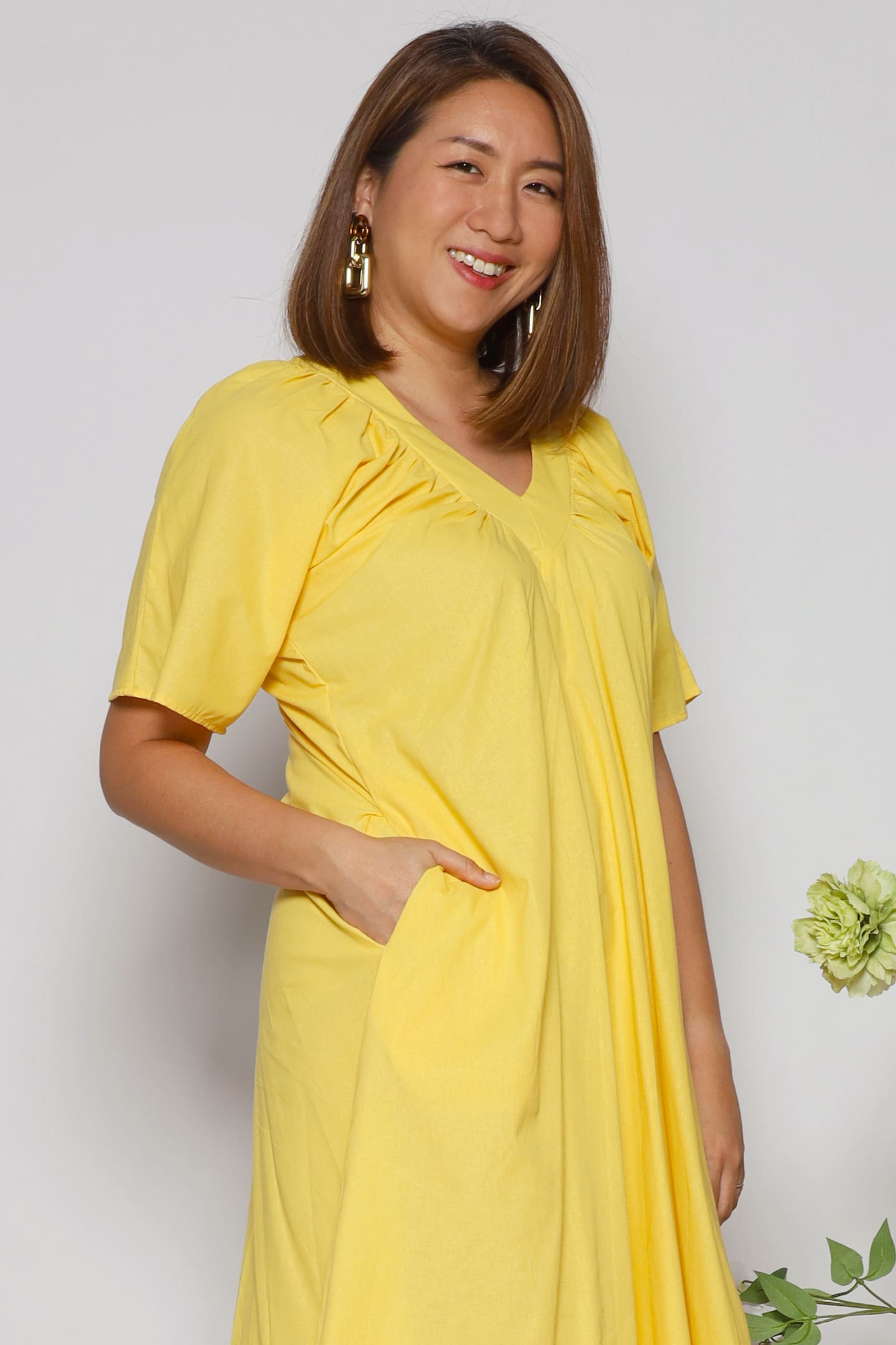 Whitney V Dress in Yellow