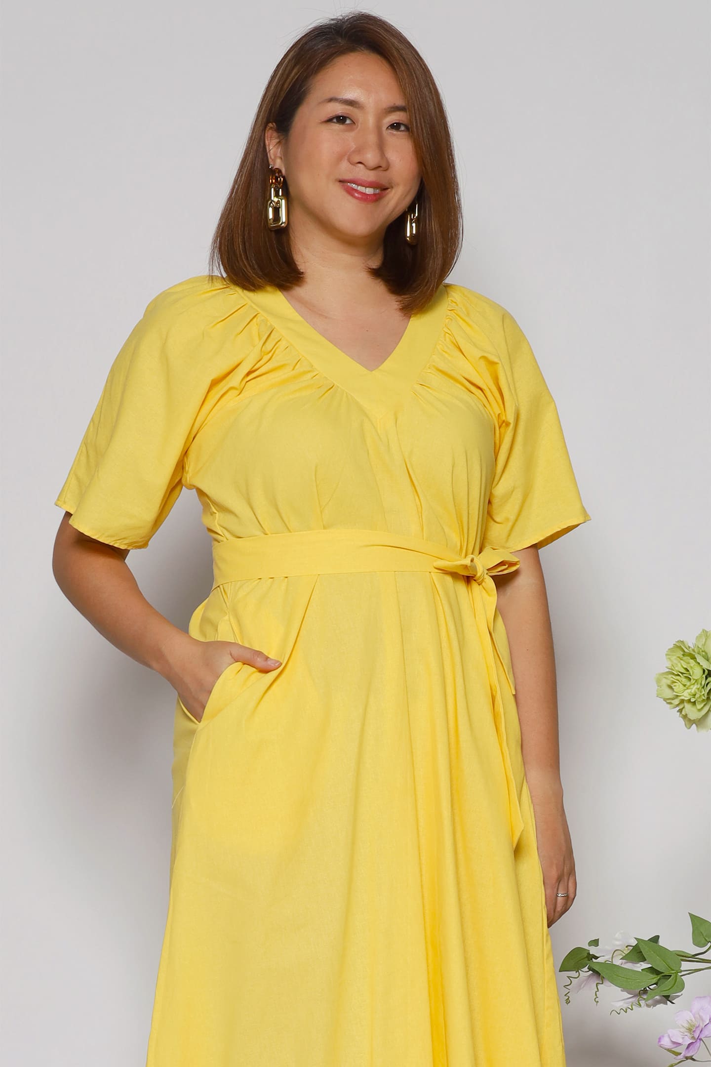 Whitney V Dress in Yellow