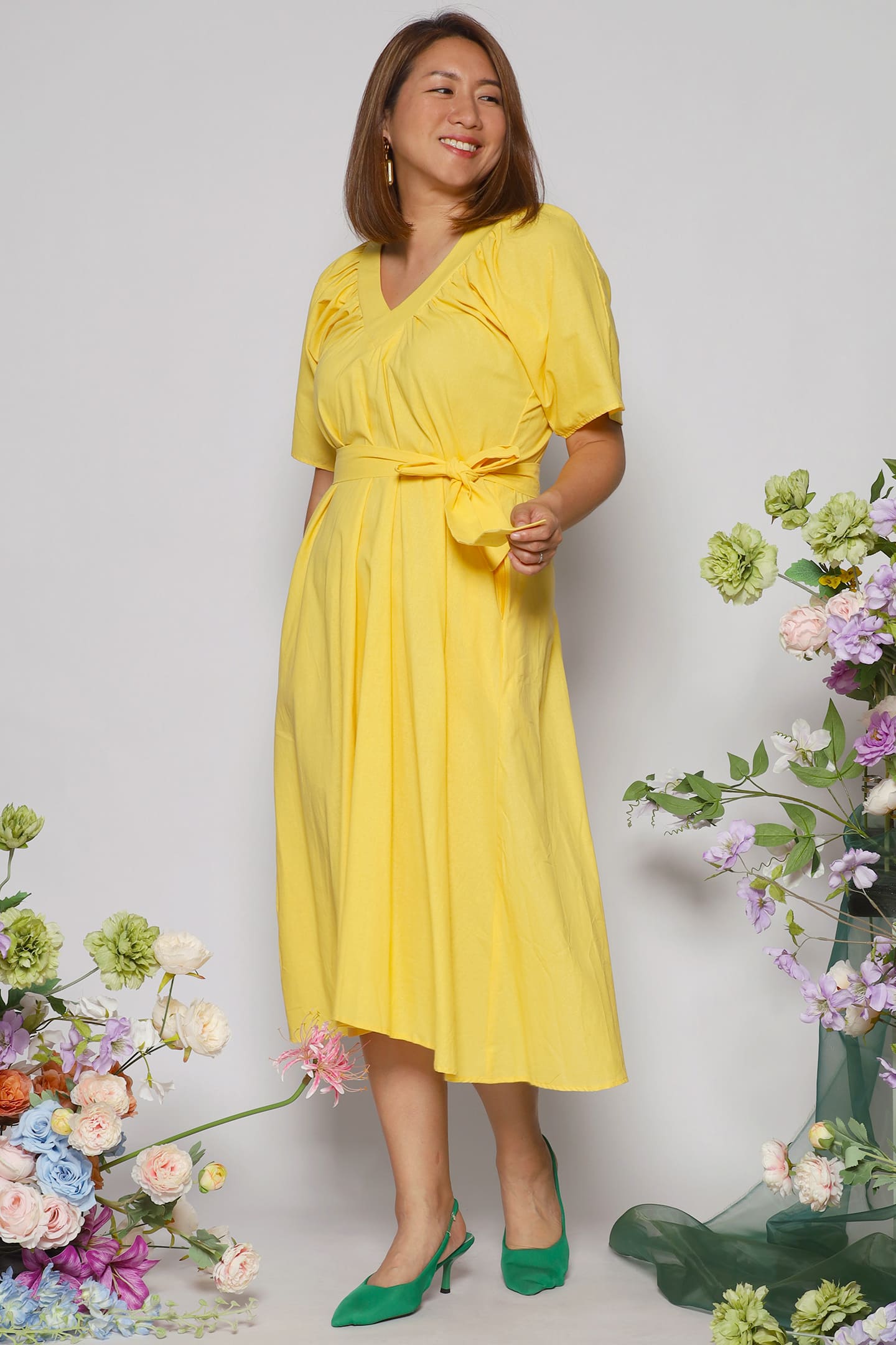 Whitney V Dress in Yellow