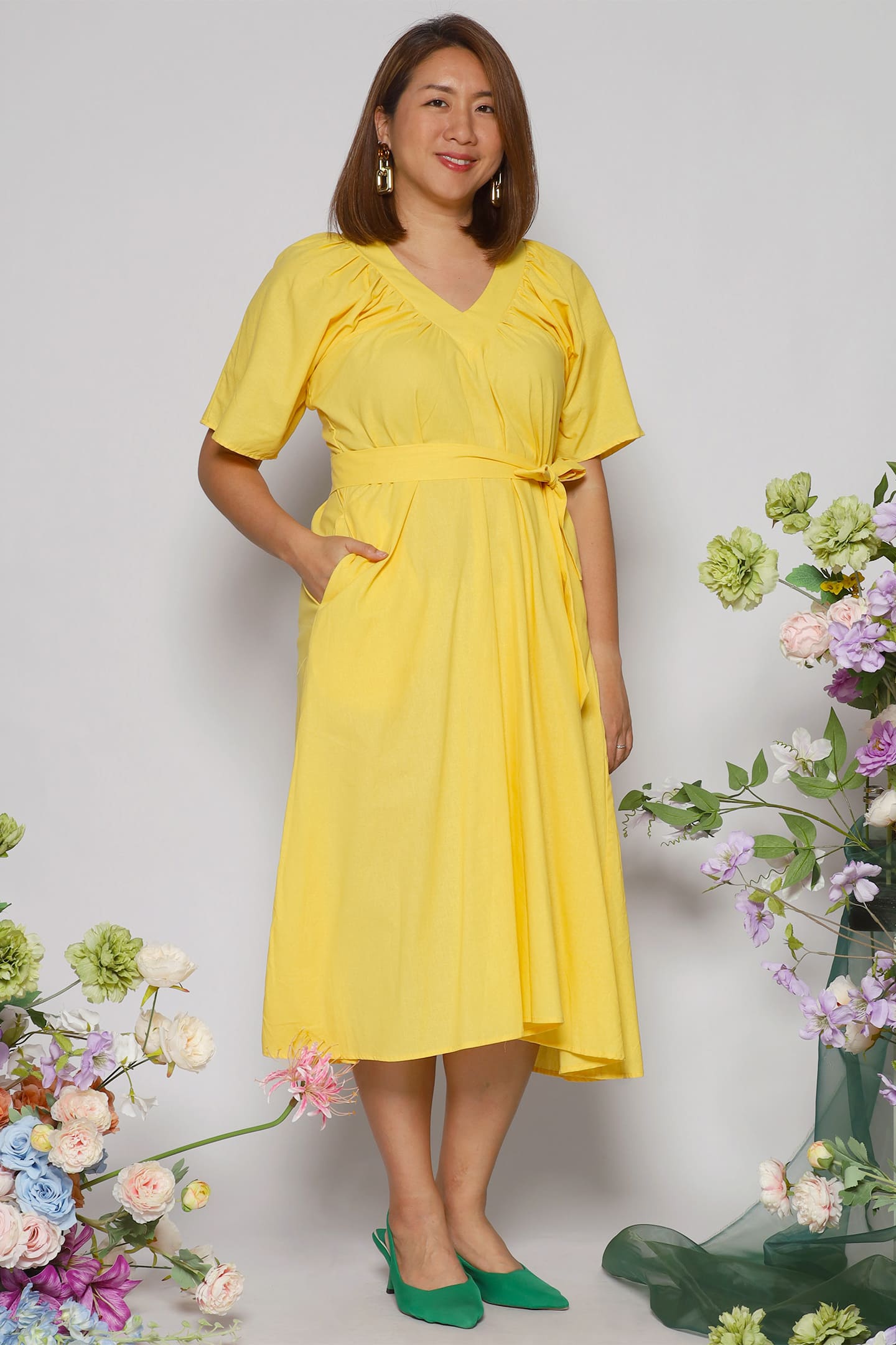 Whitney V Dress in Yellow