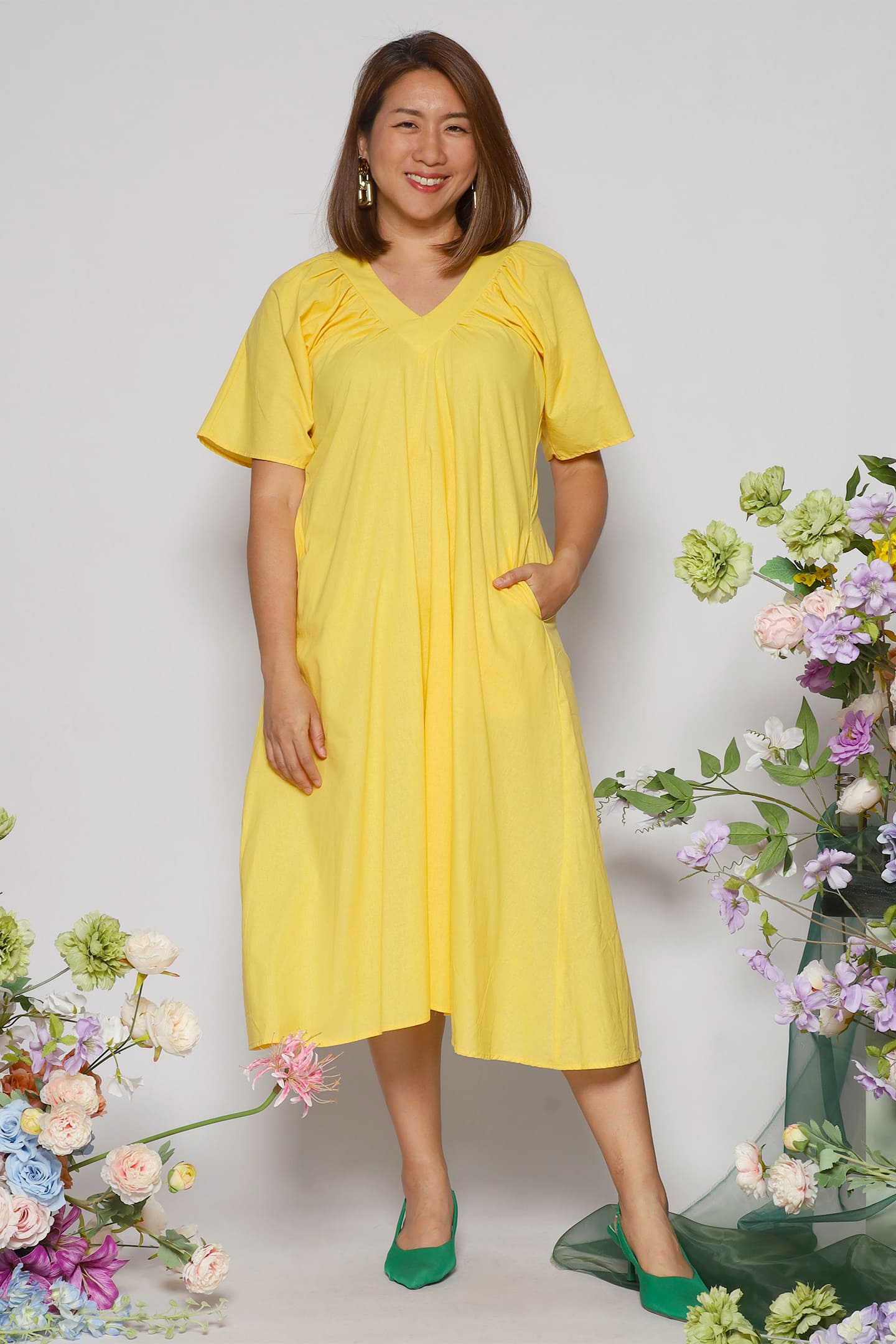 Whitney V Dress in Yellow