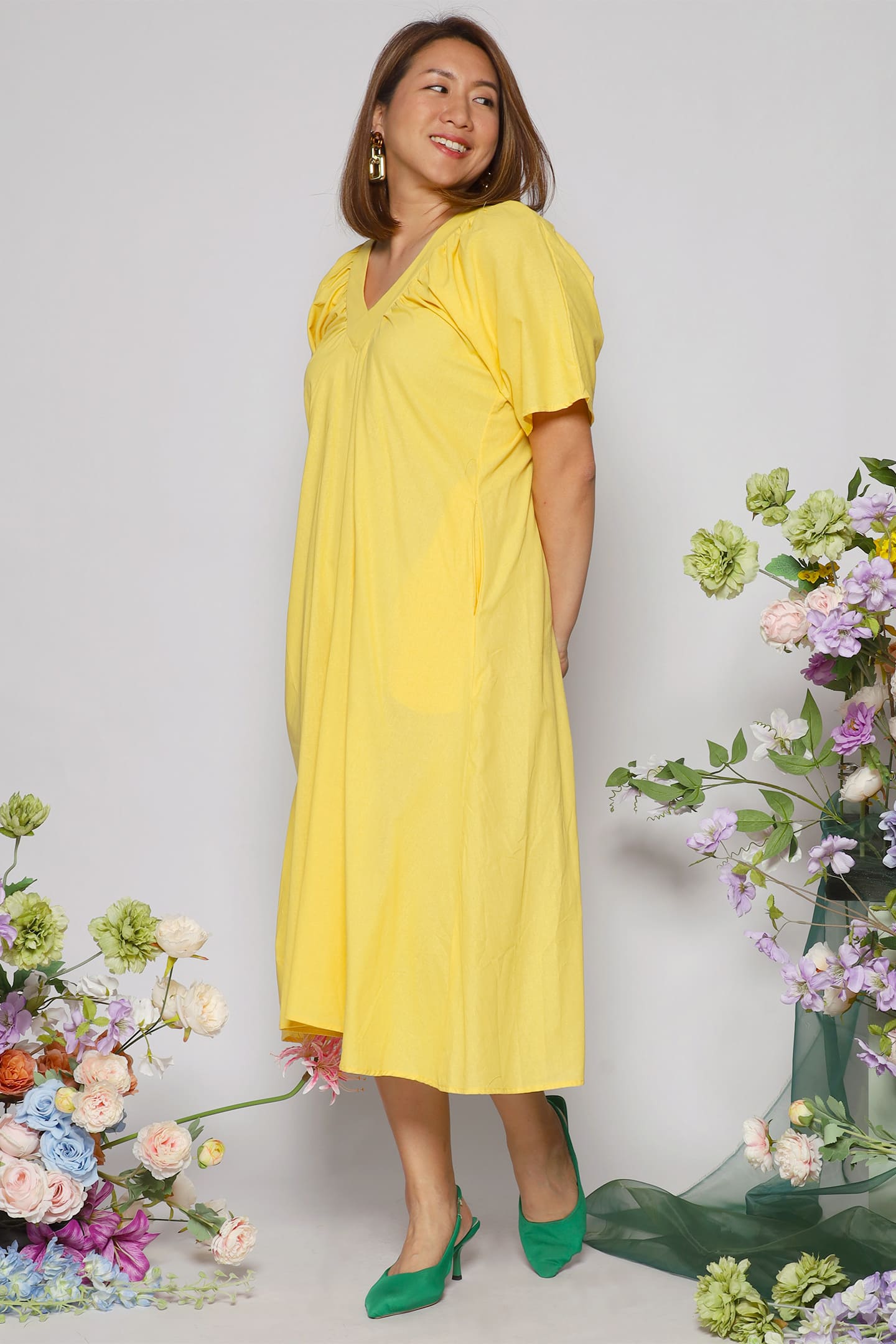 Whitney V Dress in Yellow