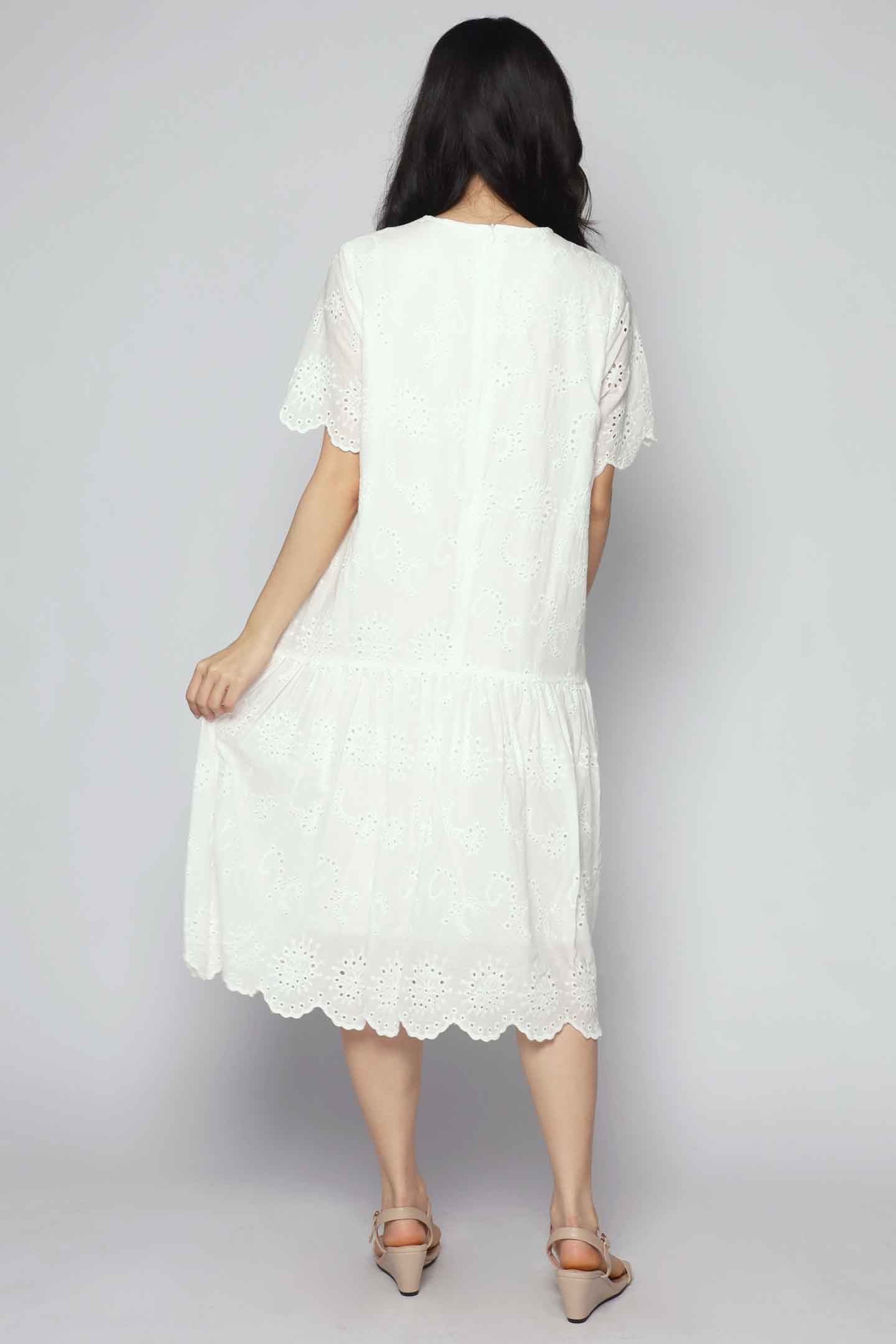 Winona Dress in White Crochet