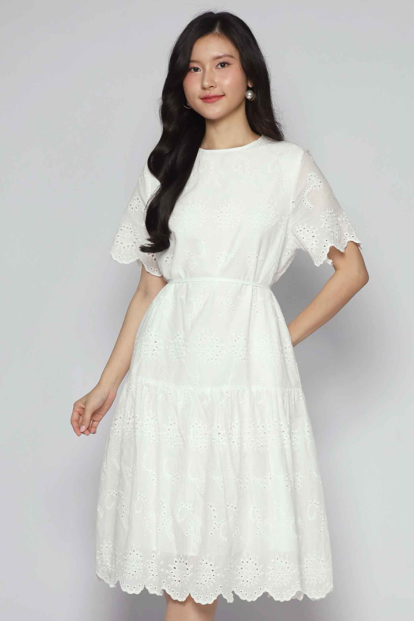Winona Dress in White Crochet
