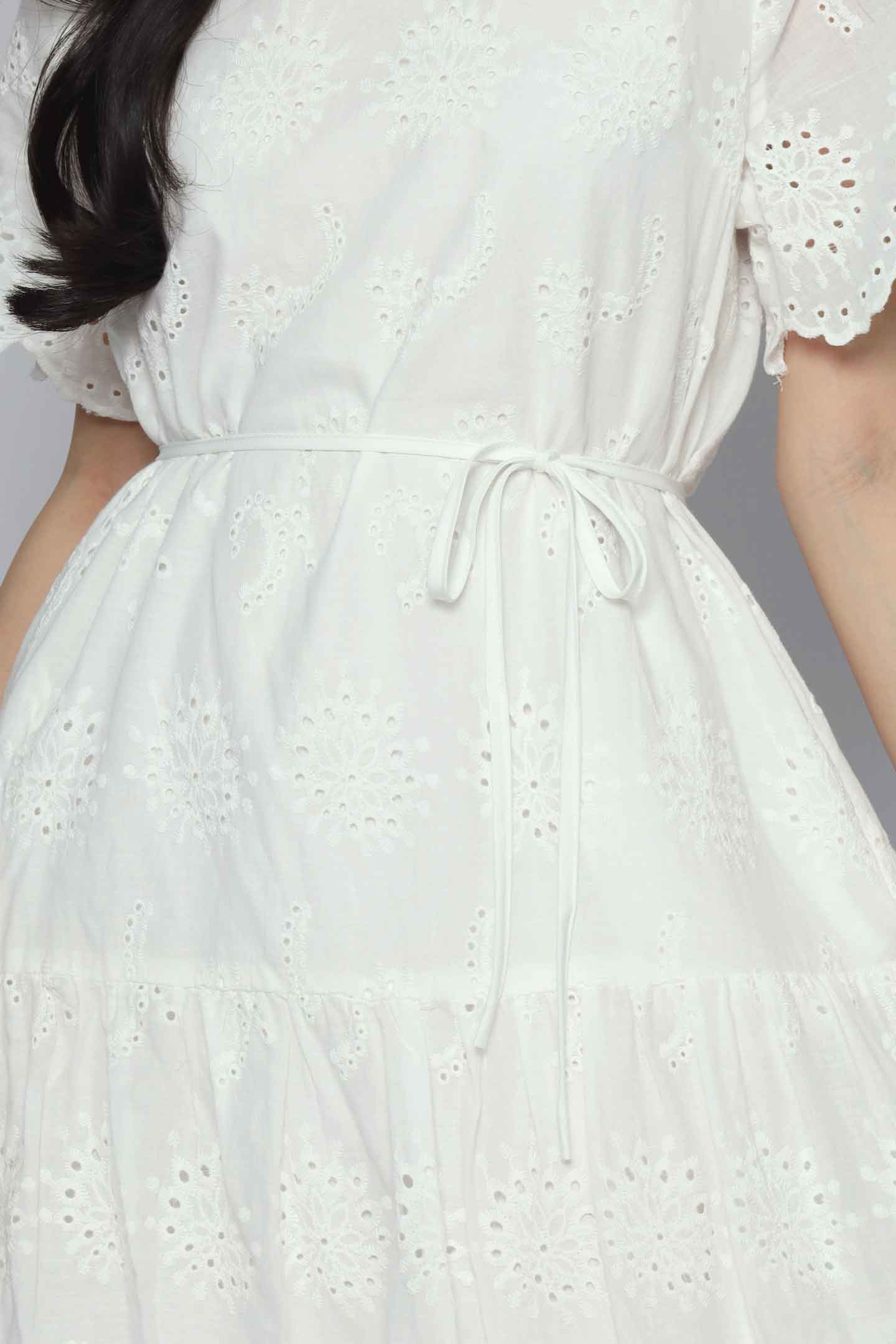 Winona Dress in White Crochet