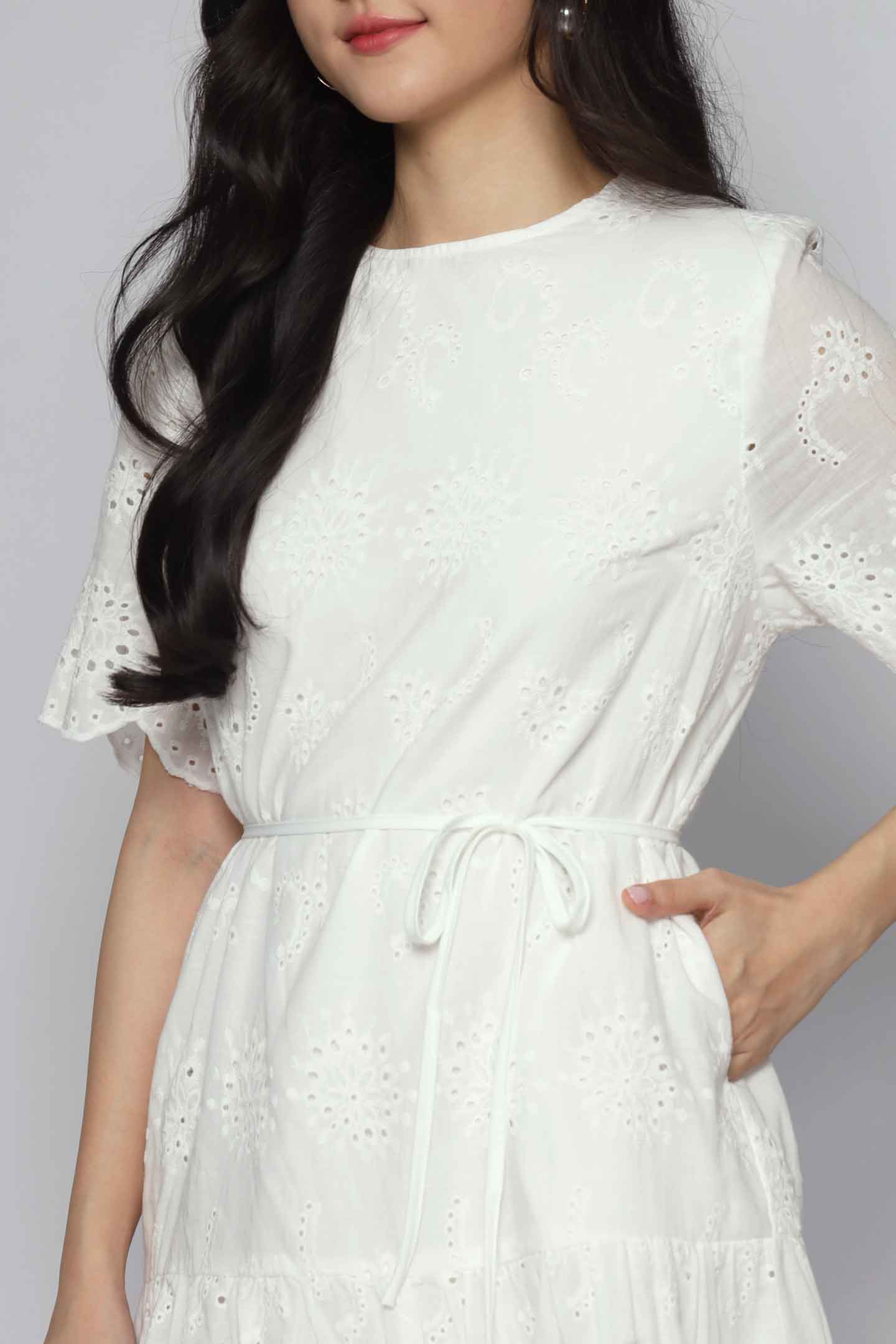 Winona Dress in White Crochet