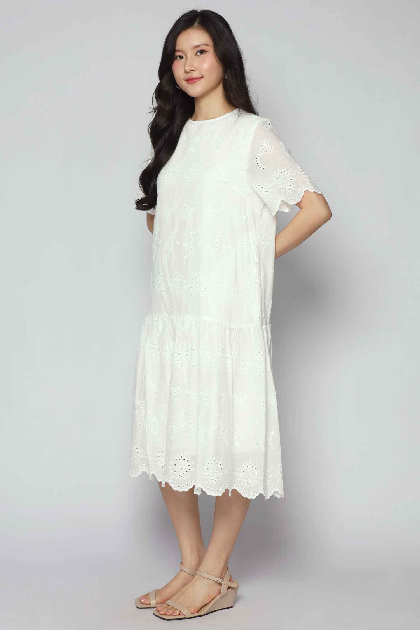 Winona Dress in White Crochet