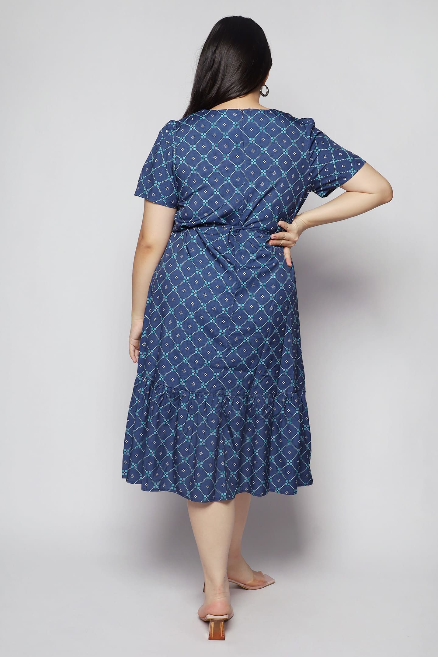 Xing Dress in Blue Geometric