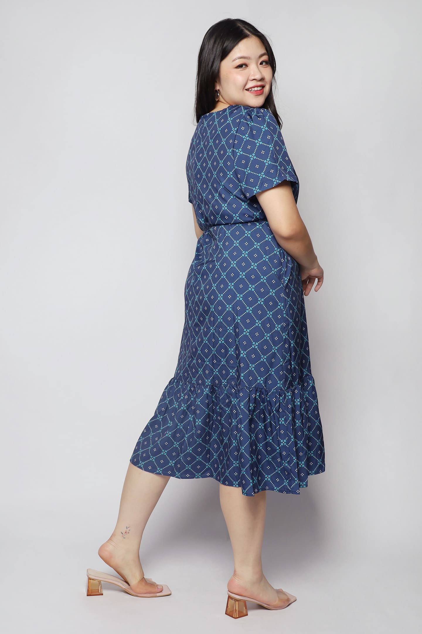 Xing Dress in Blue Geometric