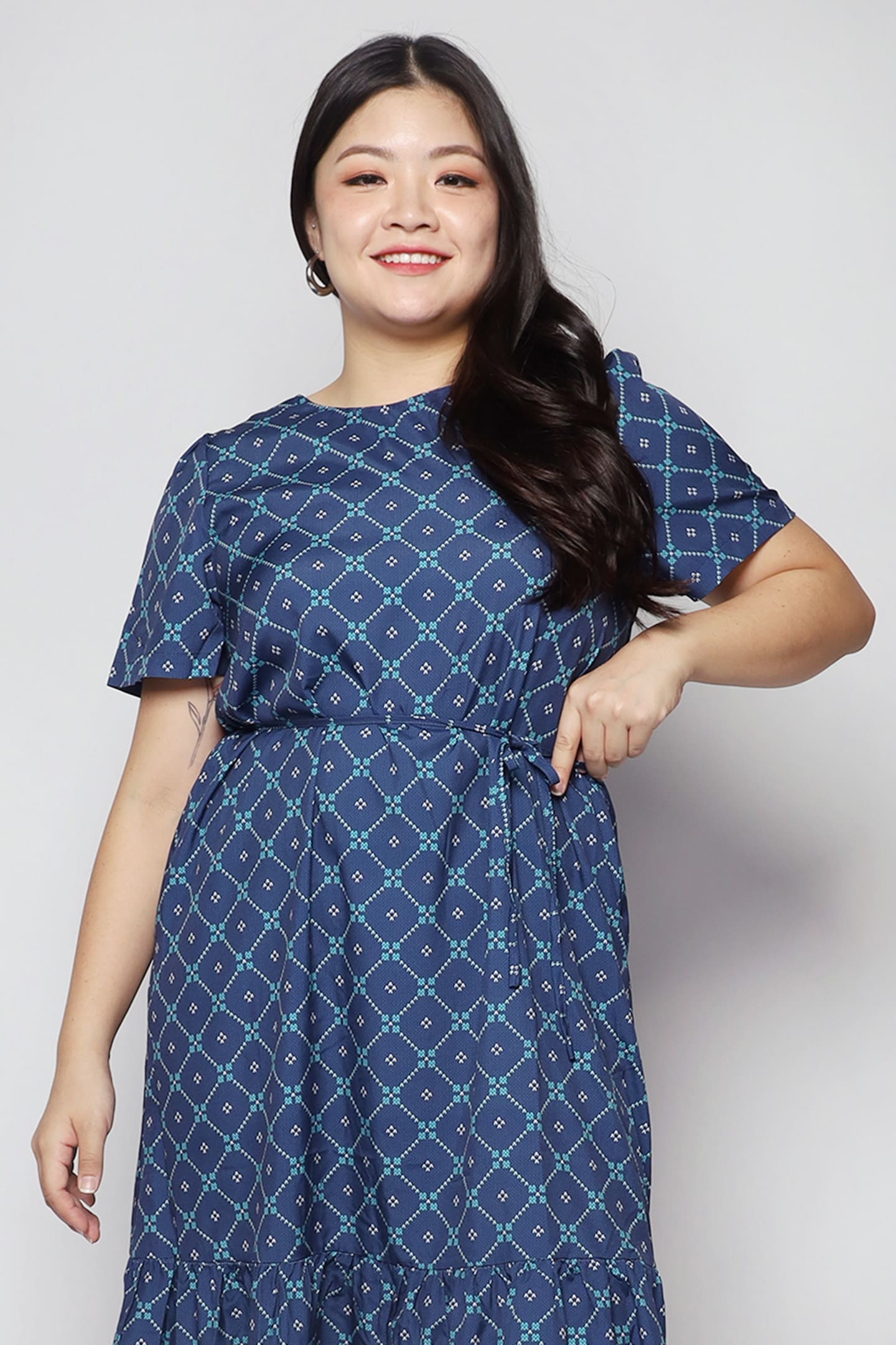 Xing Dress in Blue Geometric