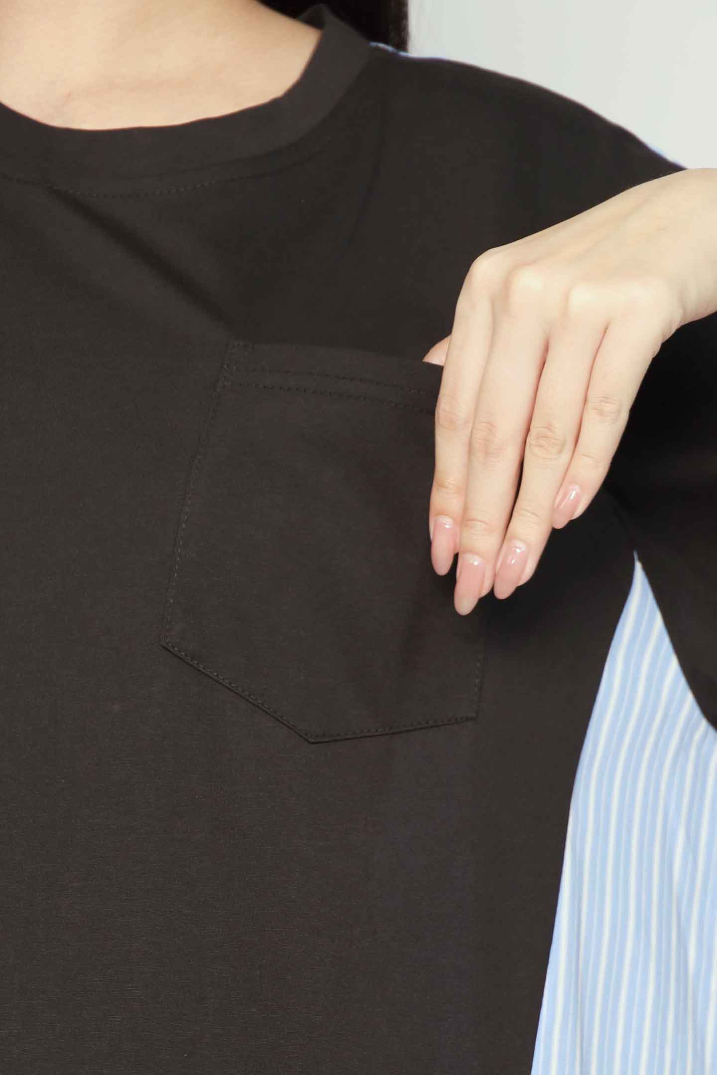 Yong Pinstripes Dress in Black