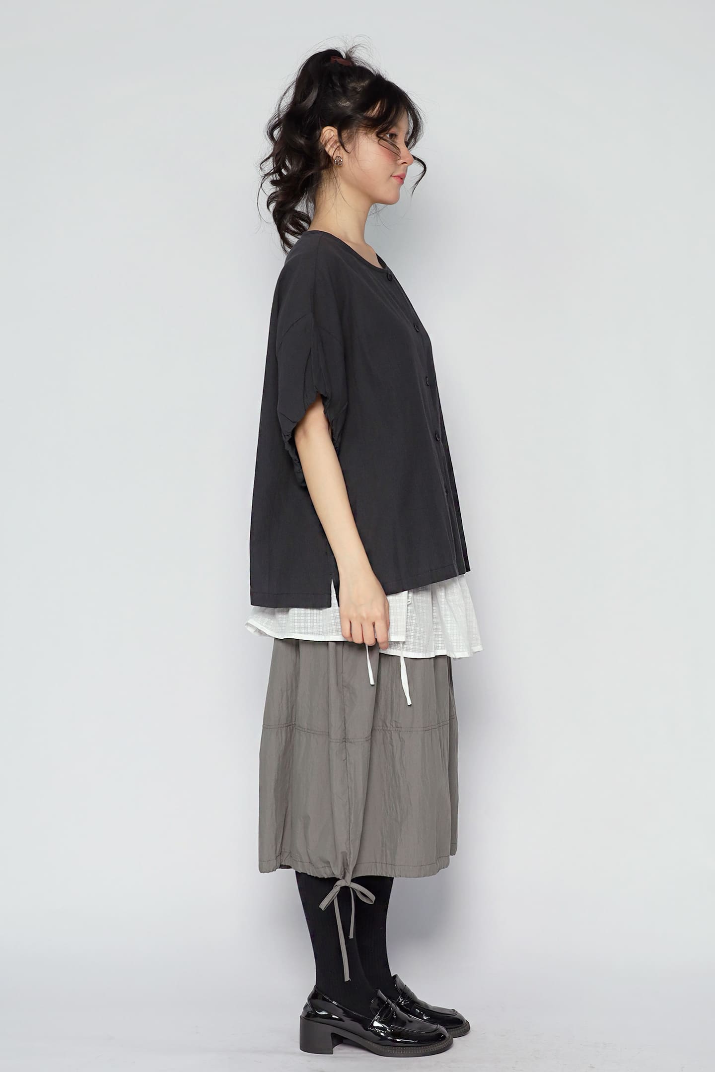 JOY - Yoro Reversible Shirt in Black Stripe