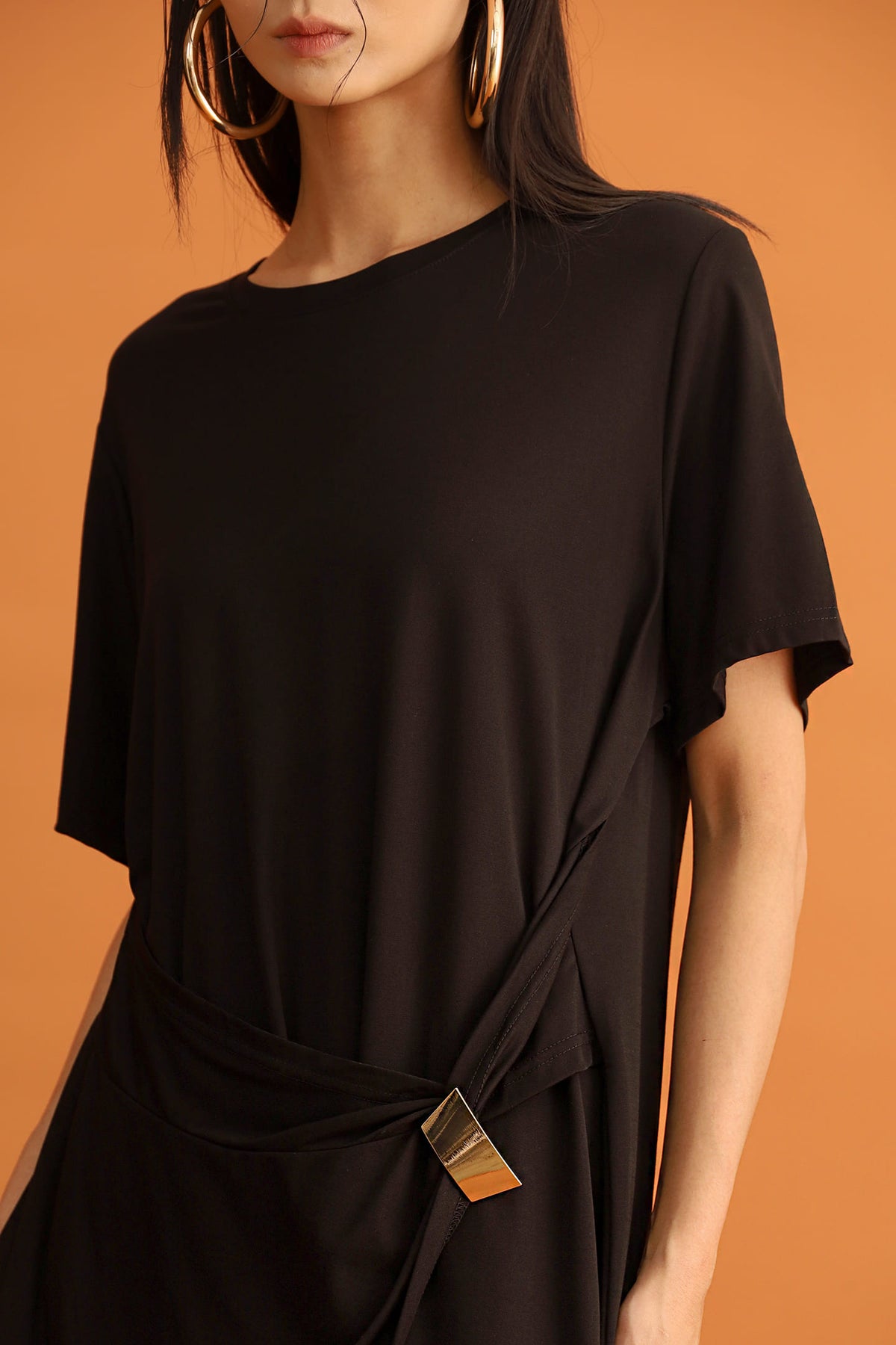 CHOSEN - Yoru Drape Dress in Black