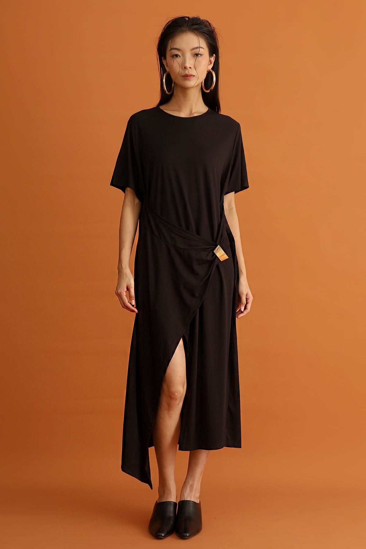CHOSEN - Yoru Drape Dress in Black
