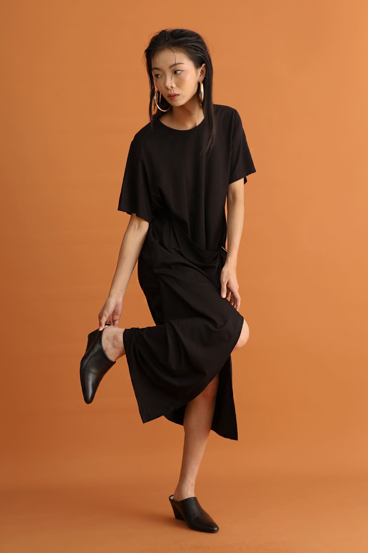 CHOSEN - Yoru Drape Dress in Black