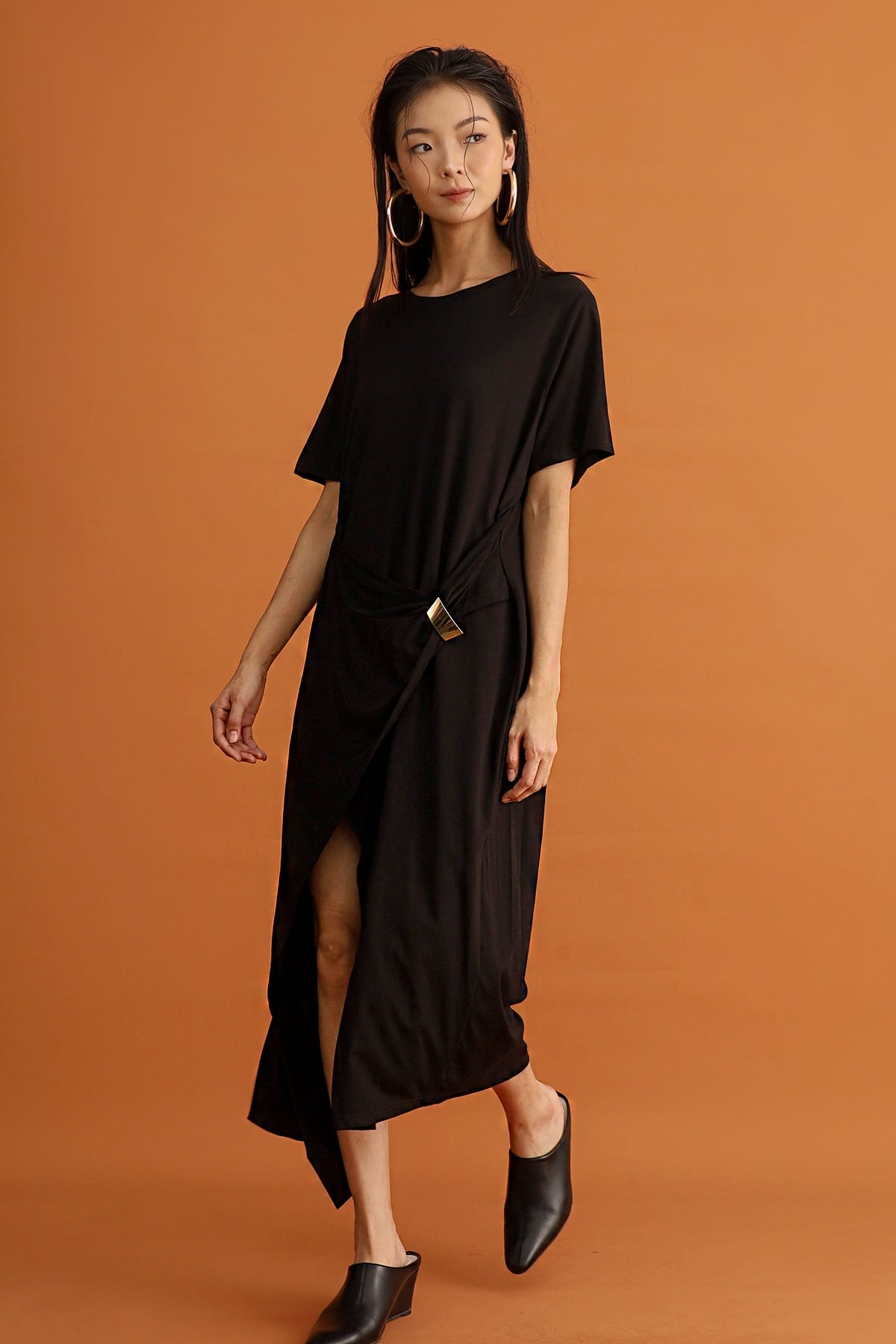 CHOSEN - Yoru Drape Dress in Black
