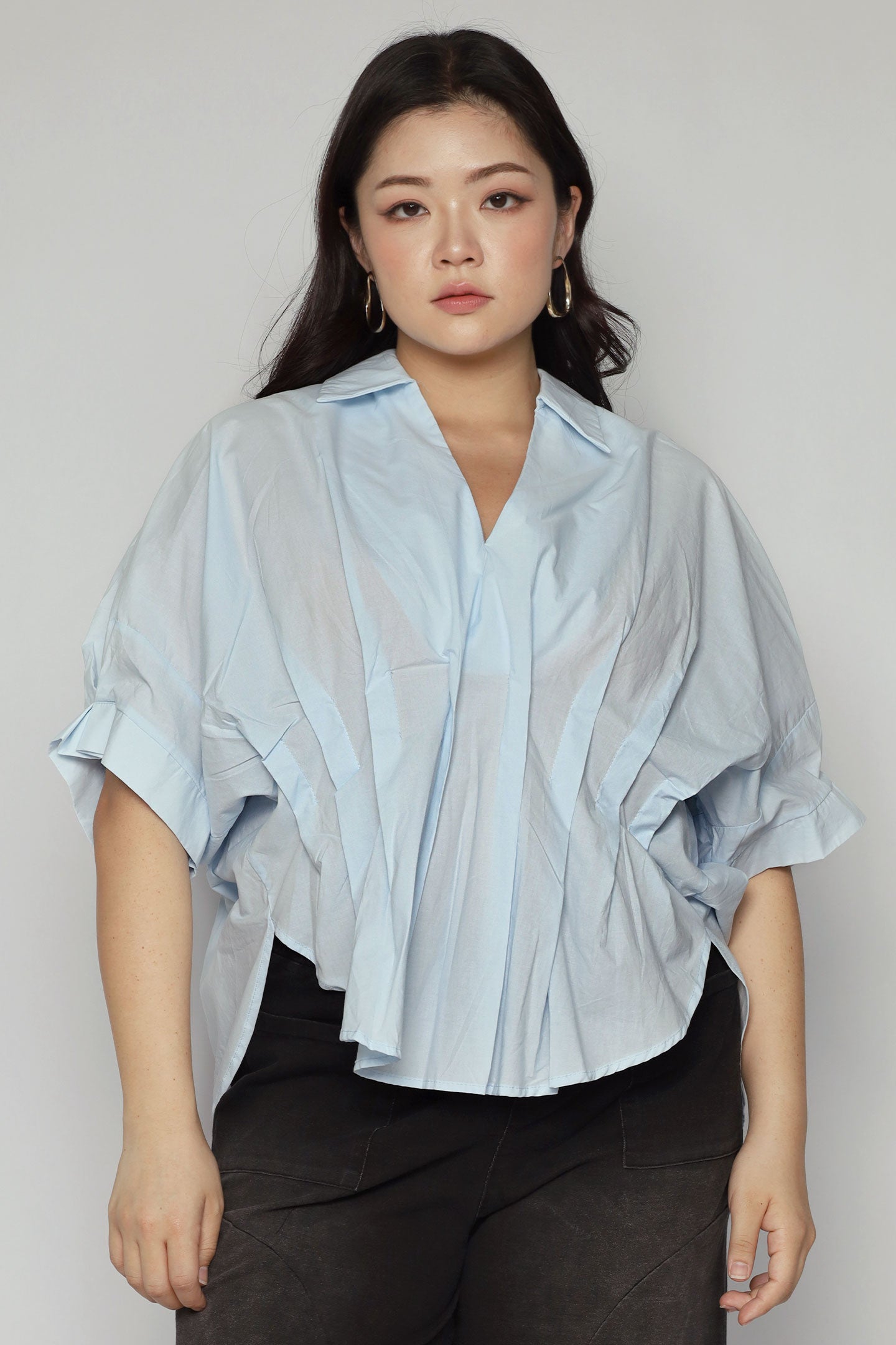 Yuka Pleated Top in Blue