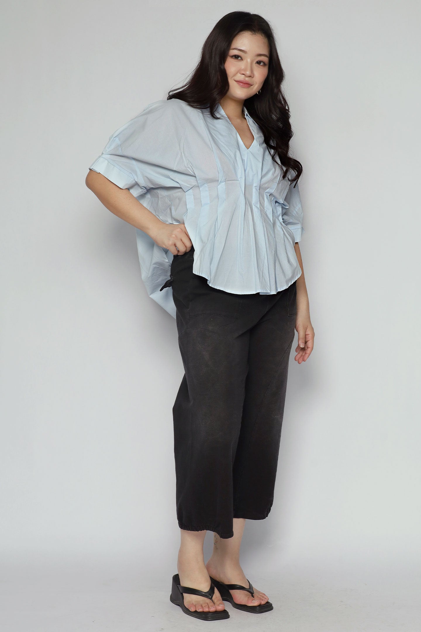 Yuka Pleated Top in Blue