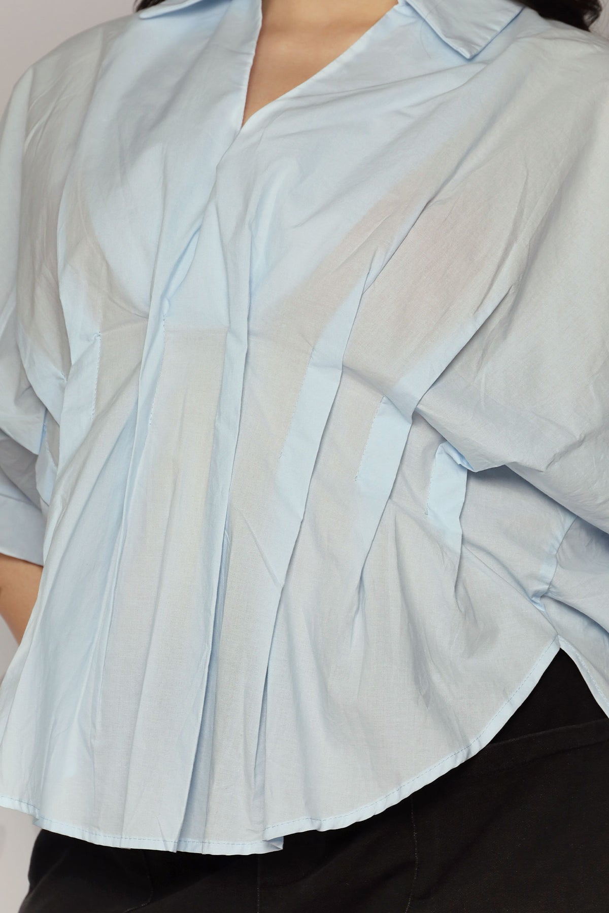 Yuka Pleated Top in Blue