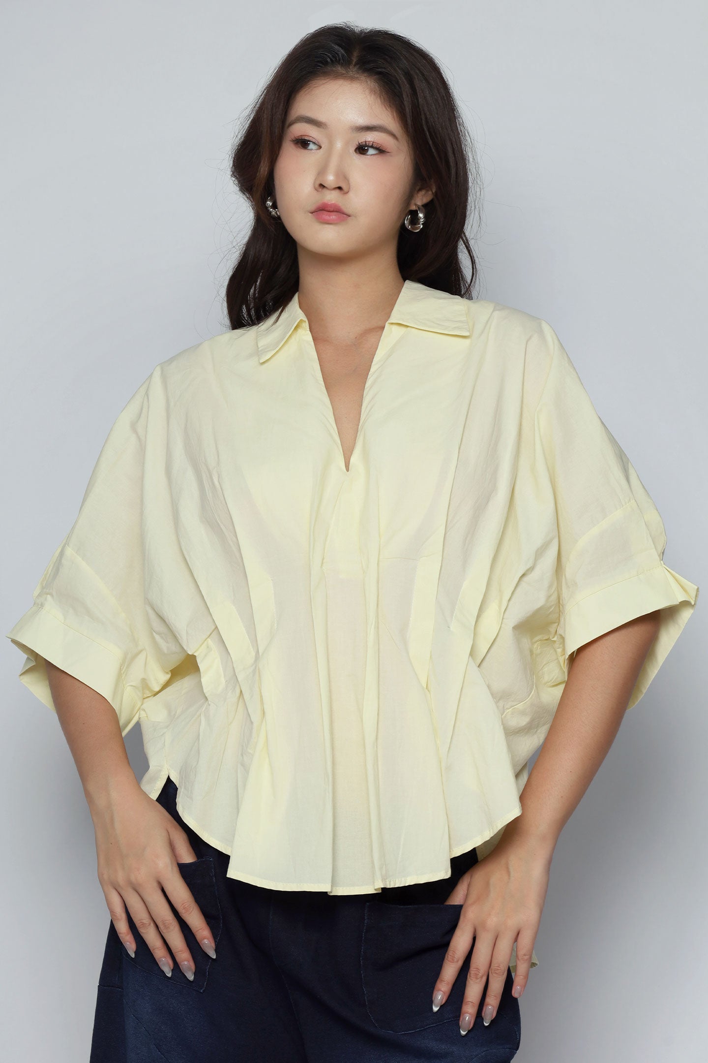 Yuka Pleated Top in Yellow